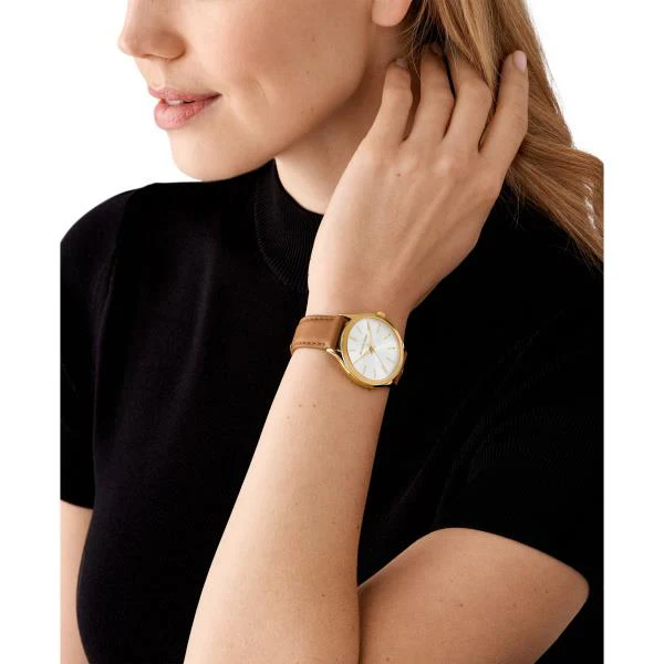 Michael Kors Slim Runway White Dial Brown Leather Strap Women's Watch MK7465 - Image 9