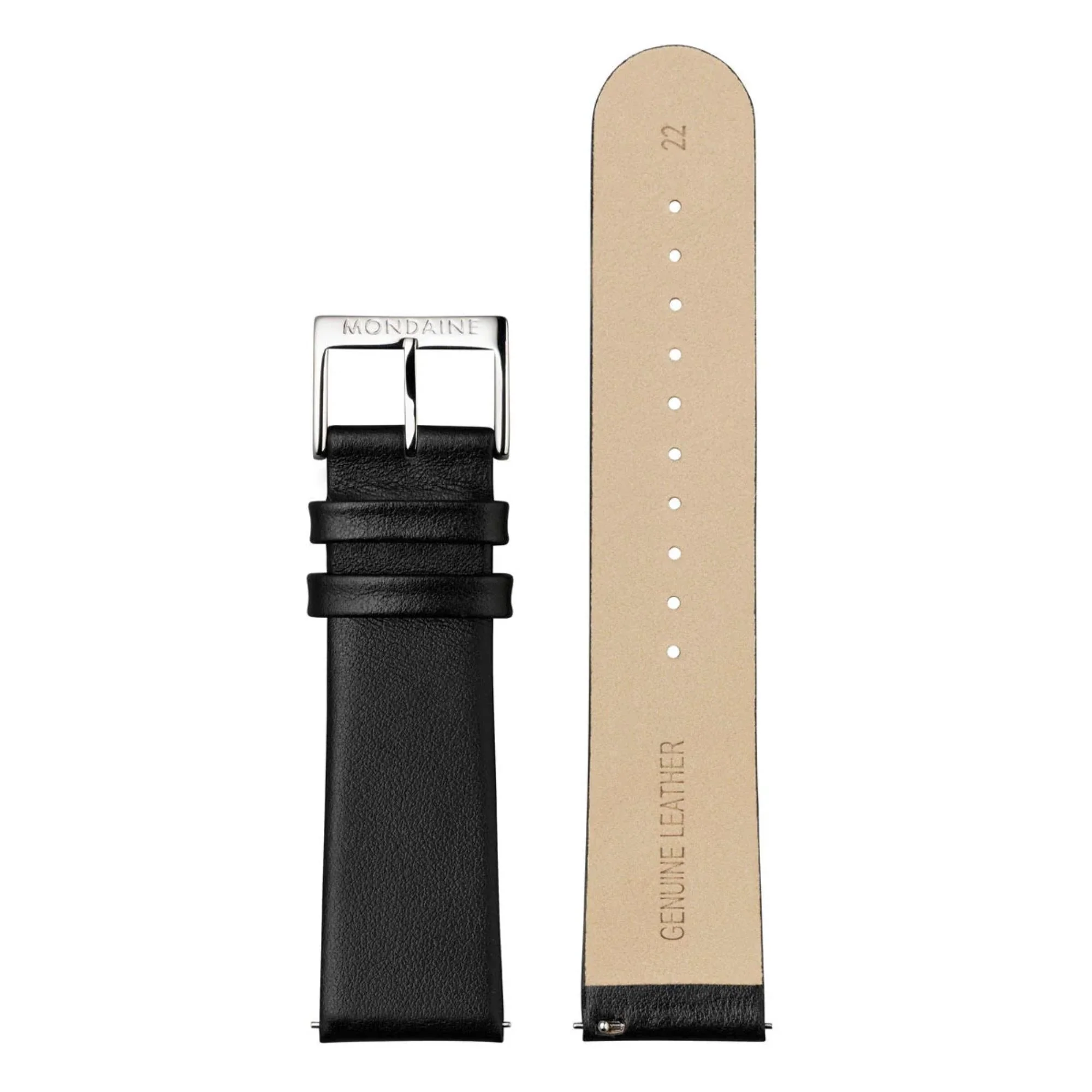 Mondaine Black Vegan Grape Leather Watch Strap FG16822.20Q - Image 3
