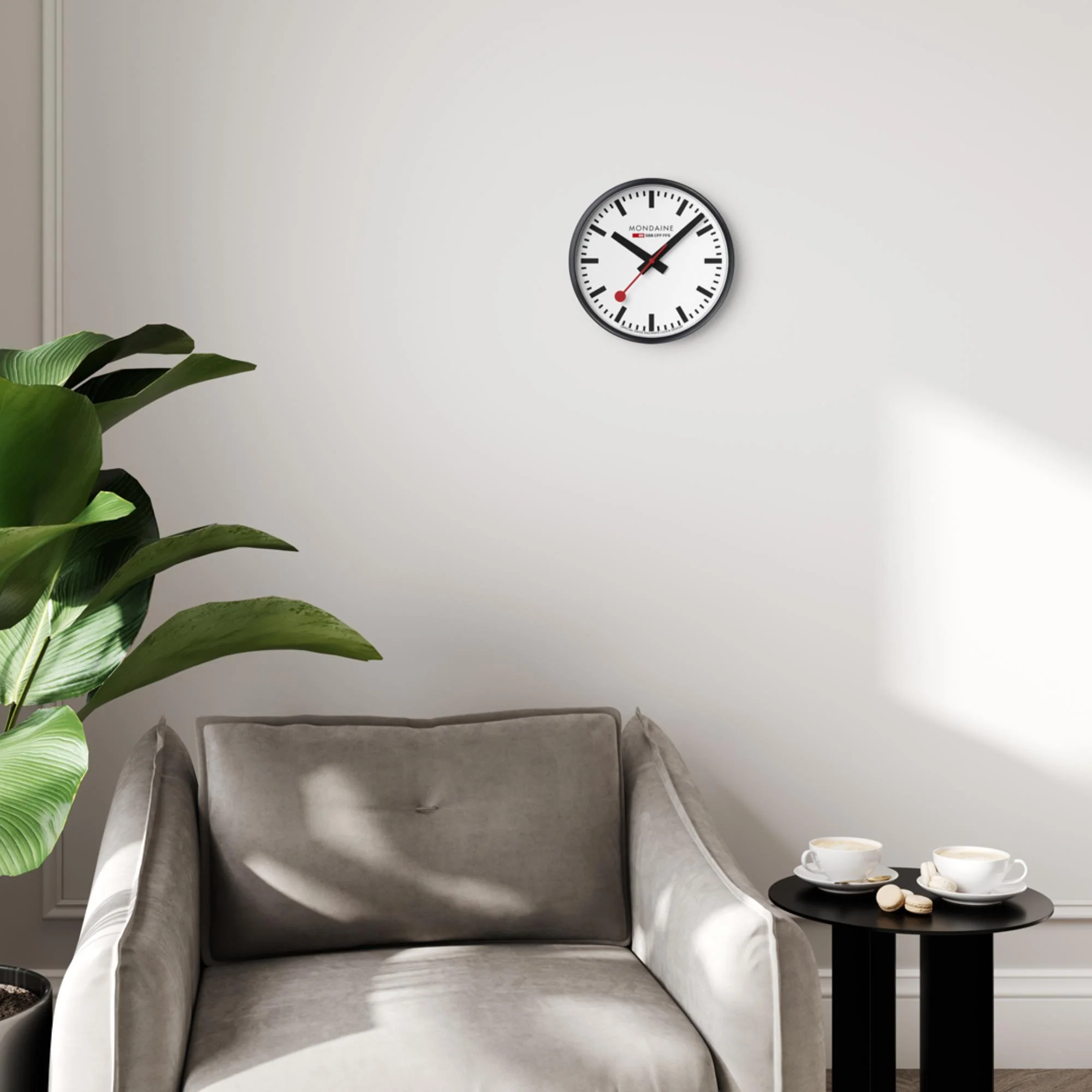 Mondaine Classic Black Frame White Dial Wall Clock A990.CLOCK.12SBB - Image 2