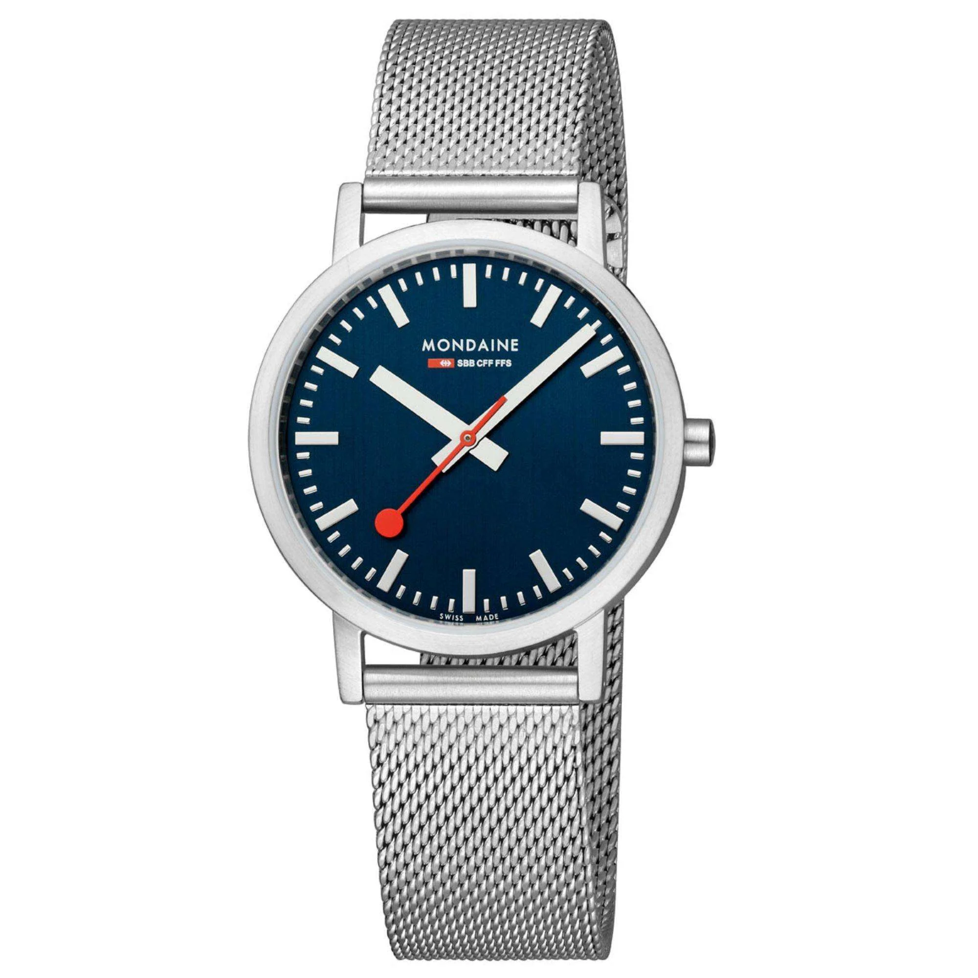 Mondaine Classic Deep Ocean Blue Dial Mesh Bracelet Unisex Watch A660.30314.40SBJ - Image 2