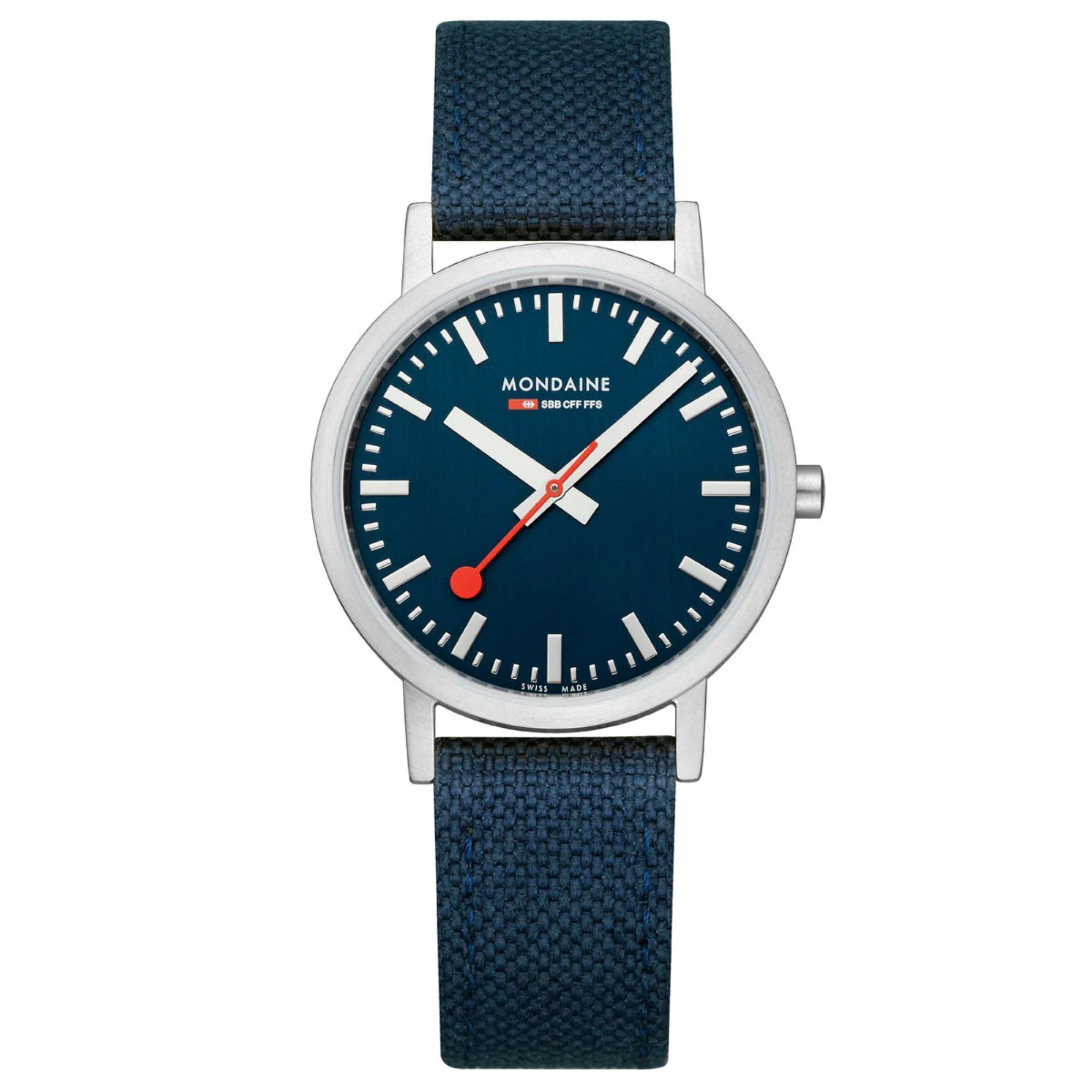 Mondaine Classic Deepest Blue Textile Strap Blue Dial Unisex Watch A660.30314.40SBD - Image 10
