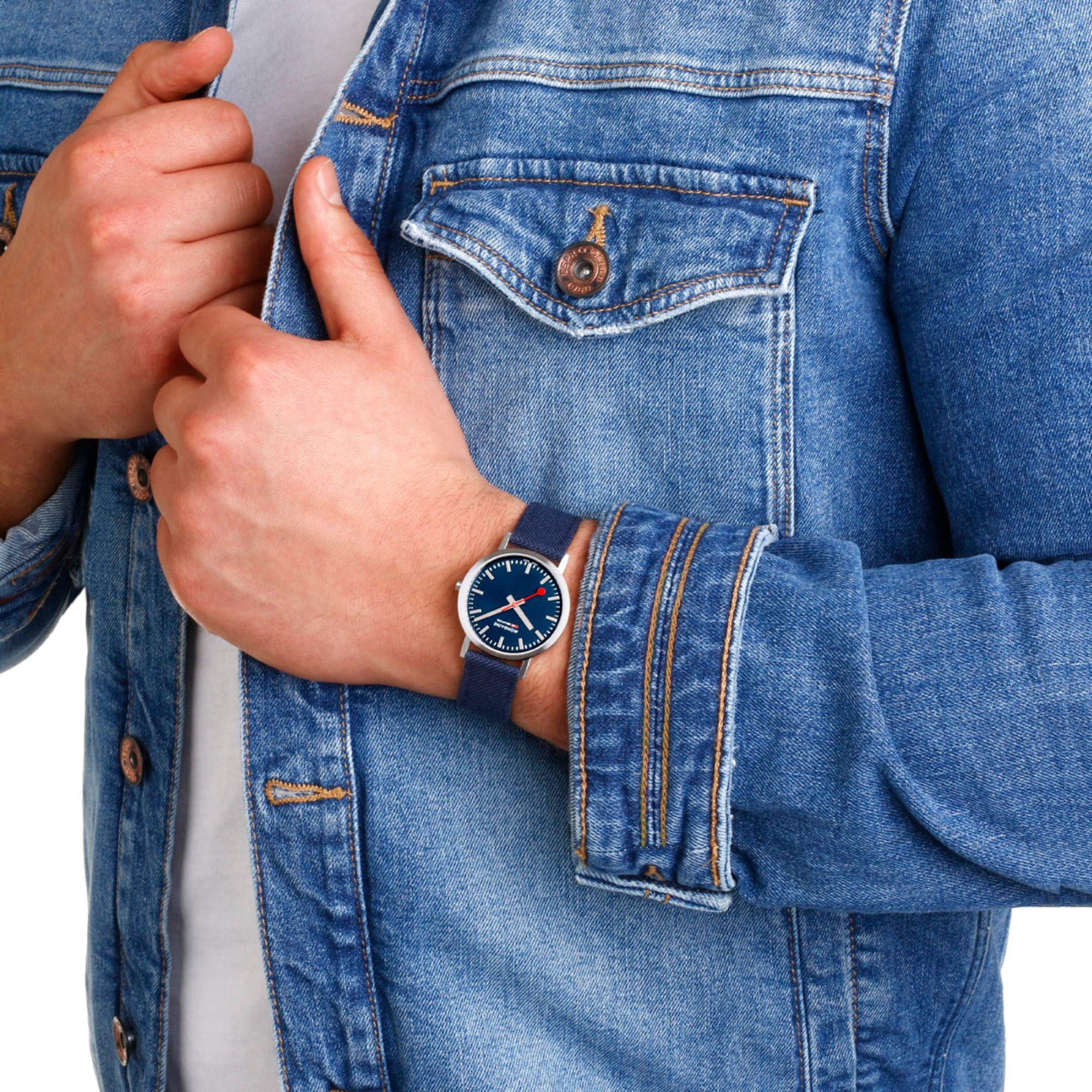 Mondaine Classic Deepest Blue Textile Strap Blue Dial Unisex Watch A660.30314.40SBD - Image 18