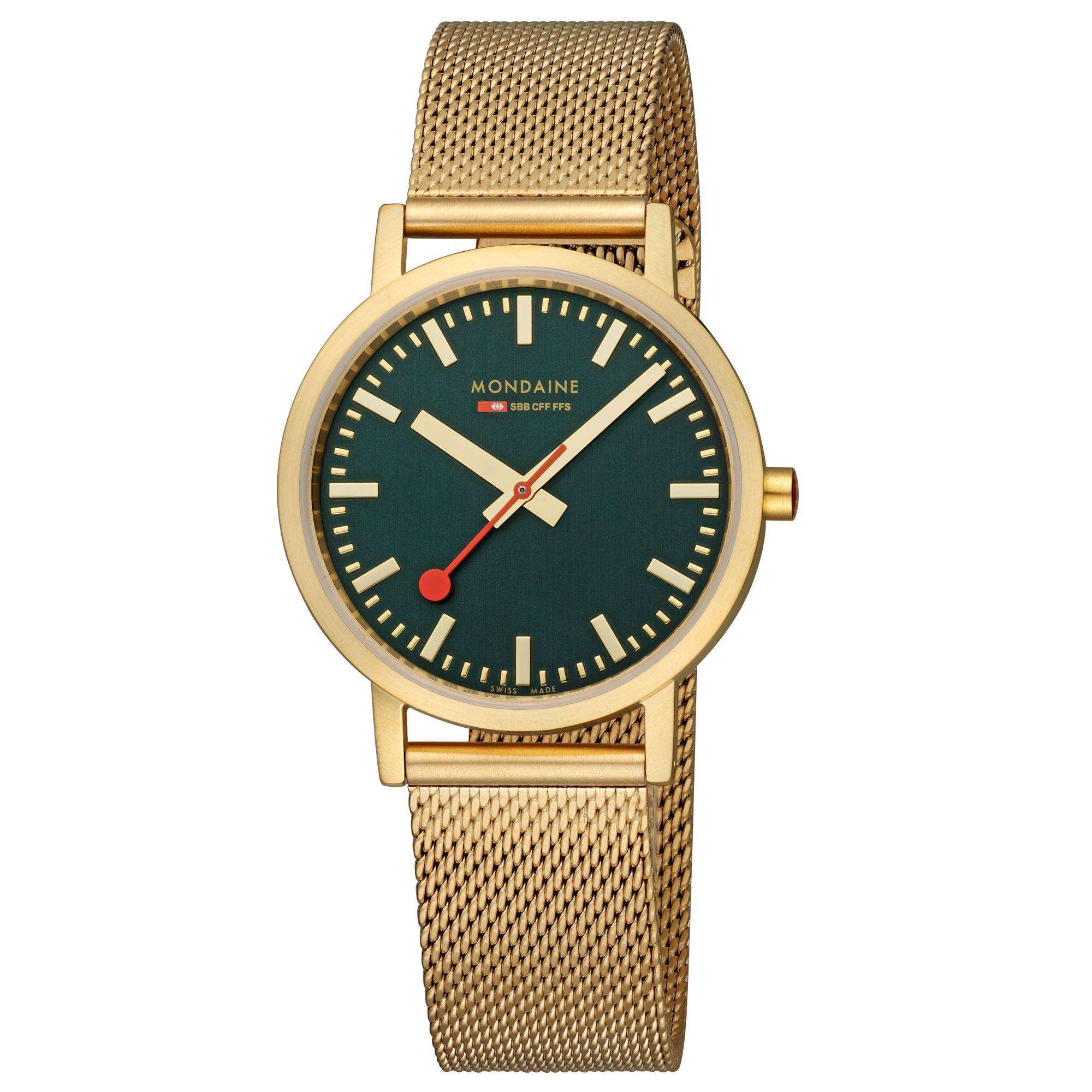 Mondaine Classic Forest IP Gold Green Dial Unisex Watch A660.30314.60SBM - Image 3