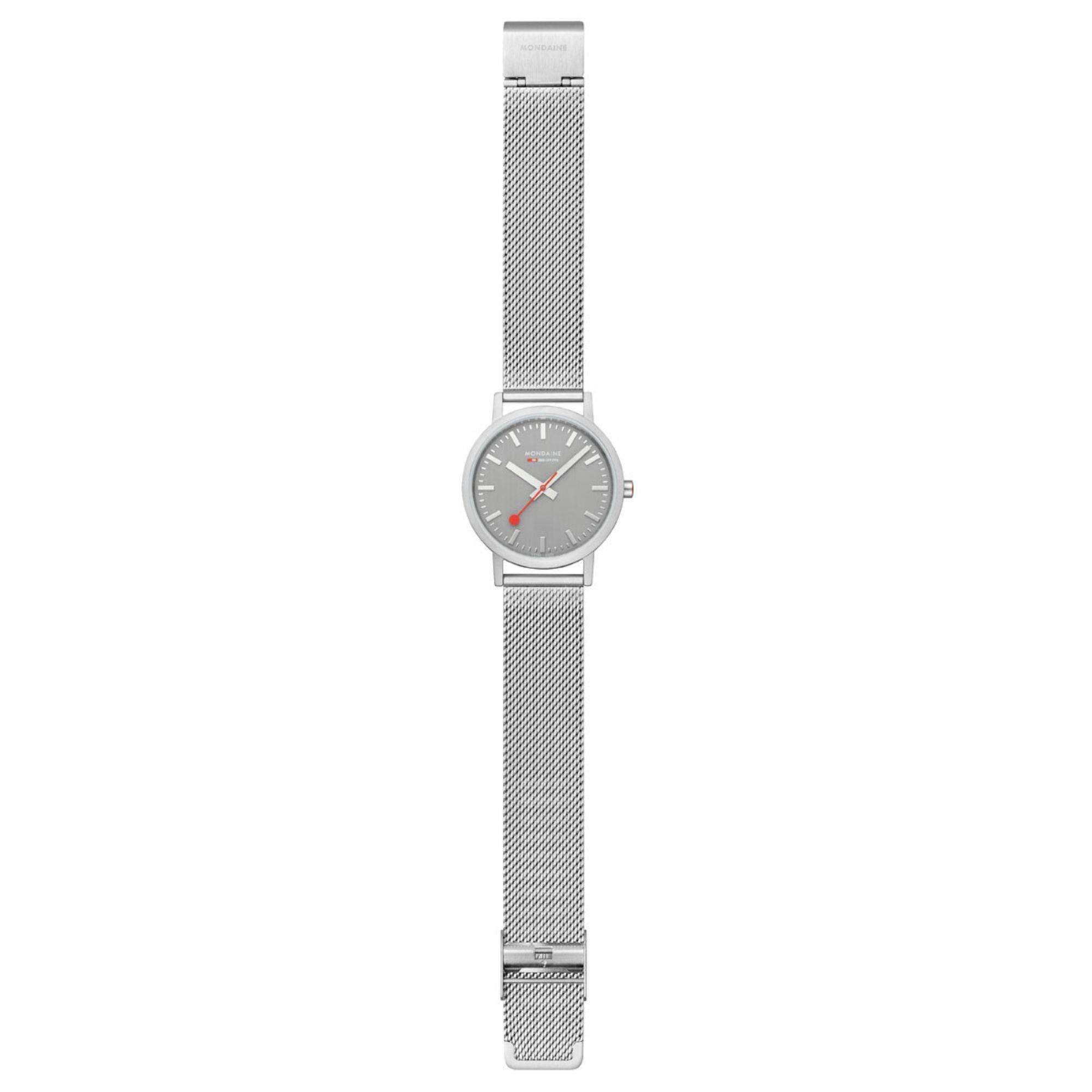 Mondaine Classic Good Gray Dial Steel Mesh Bracelet Unisex Watch A660.30314.80SBJ - Image 5