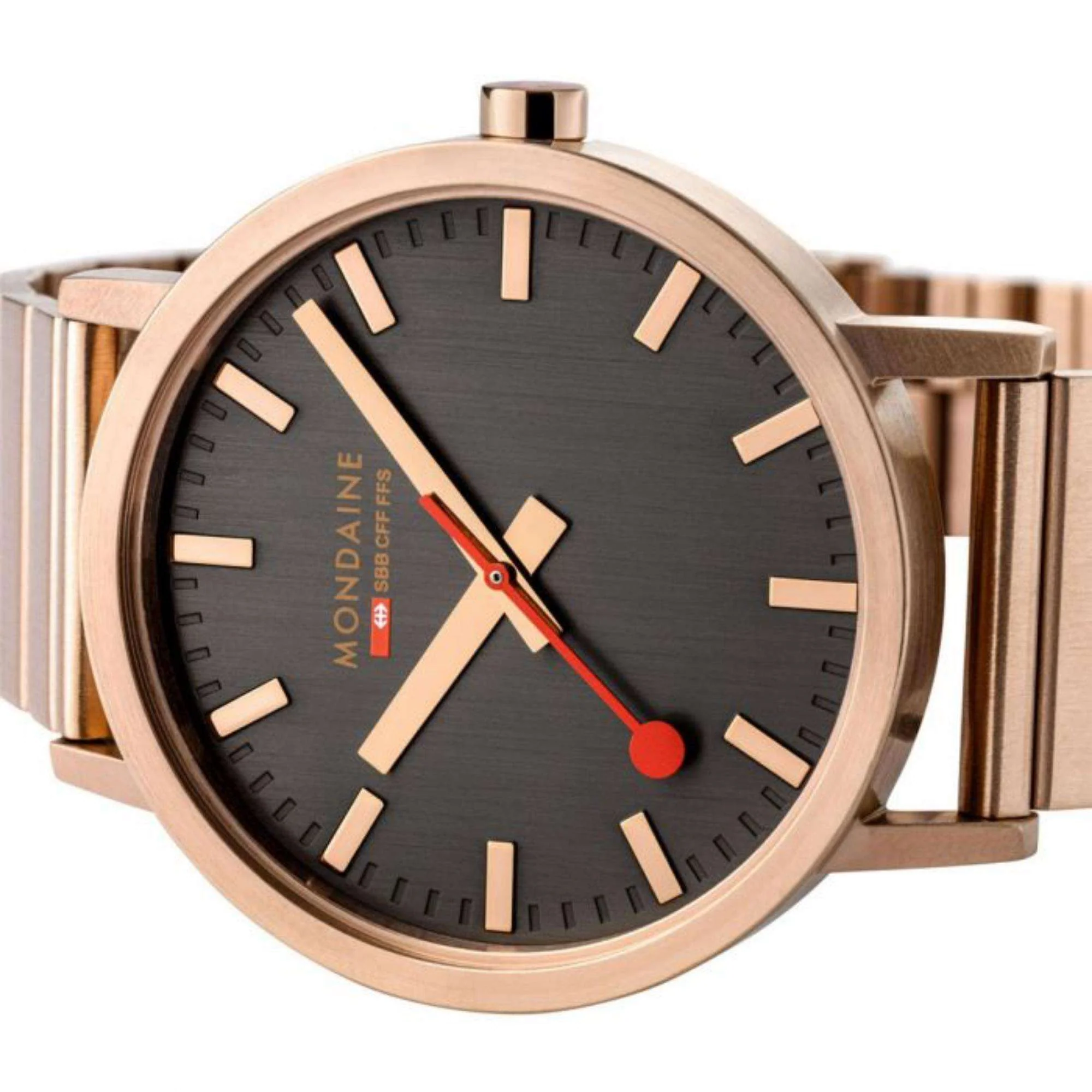 Mondaine Classic Quartz Rose Gold Black Dial Steel Strap Unisex Watch A660.30314.16SBR - Image 3
