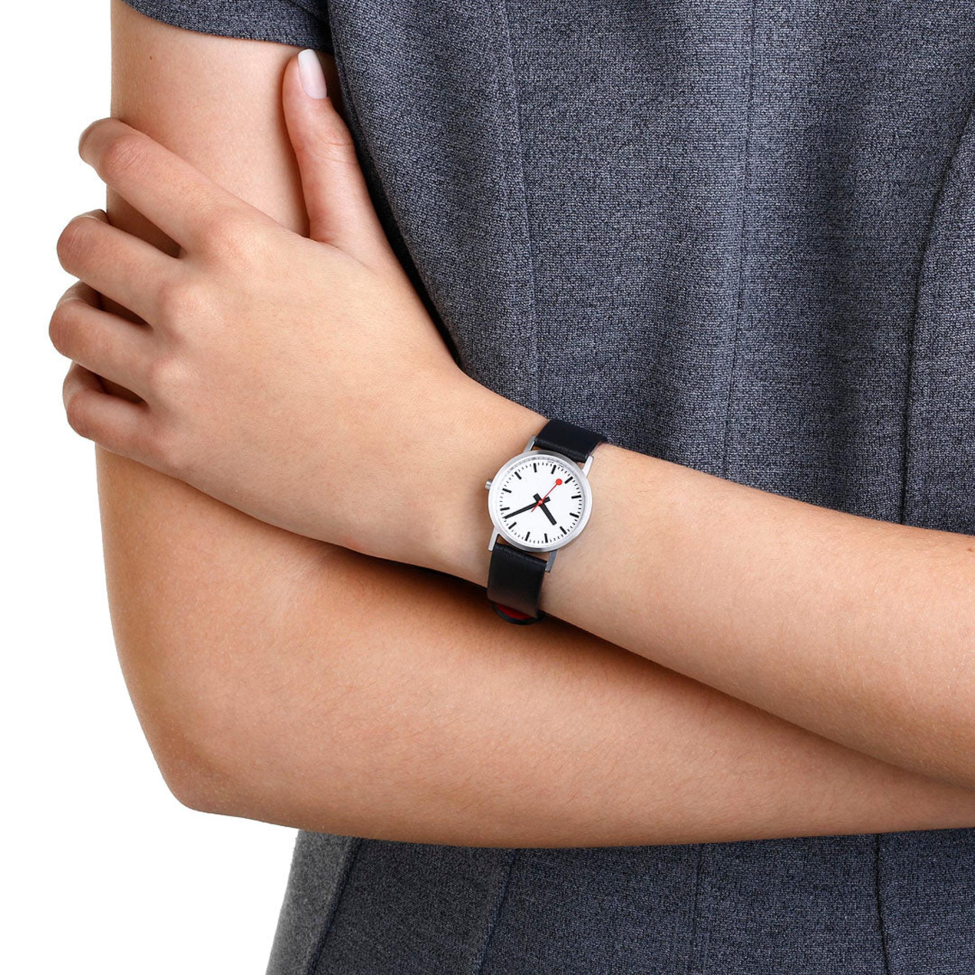 Mondaine Classic Quartz White Dial Leather Strap Women's Watch A658.30323.16OMV - Image 2