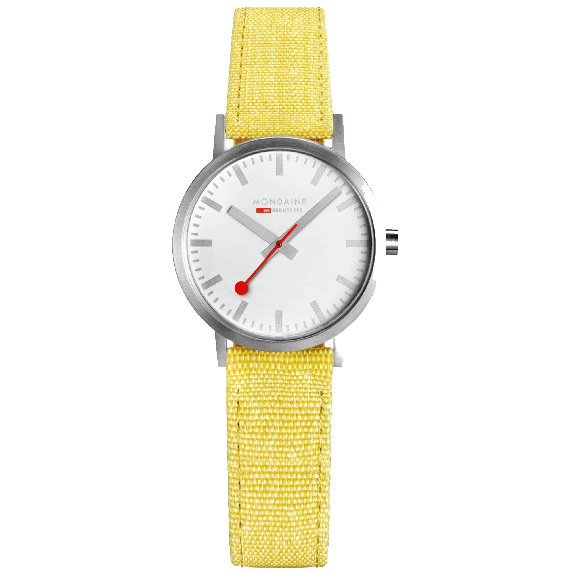 Mondaine Classic Quartz White Dial Yellow Recycled Textile Strap Ladies Watch A658.30323.17SBE - Image 7