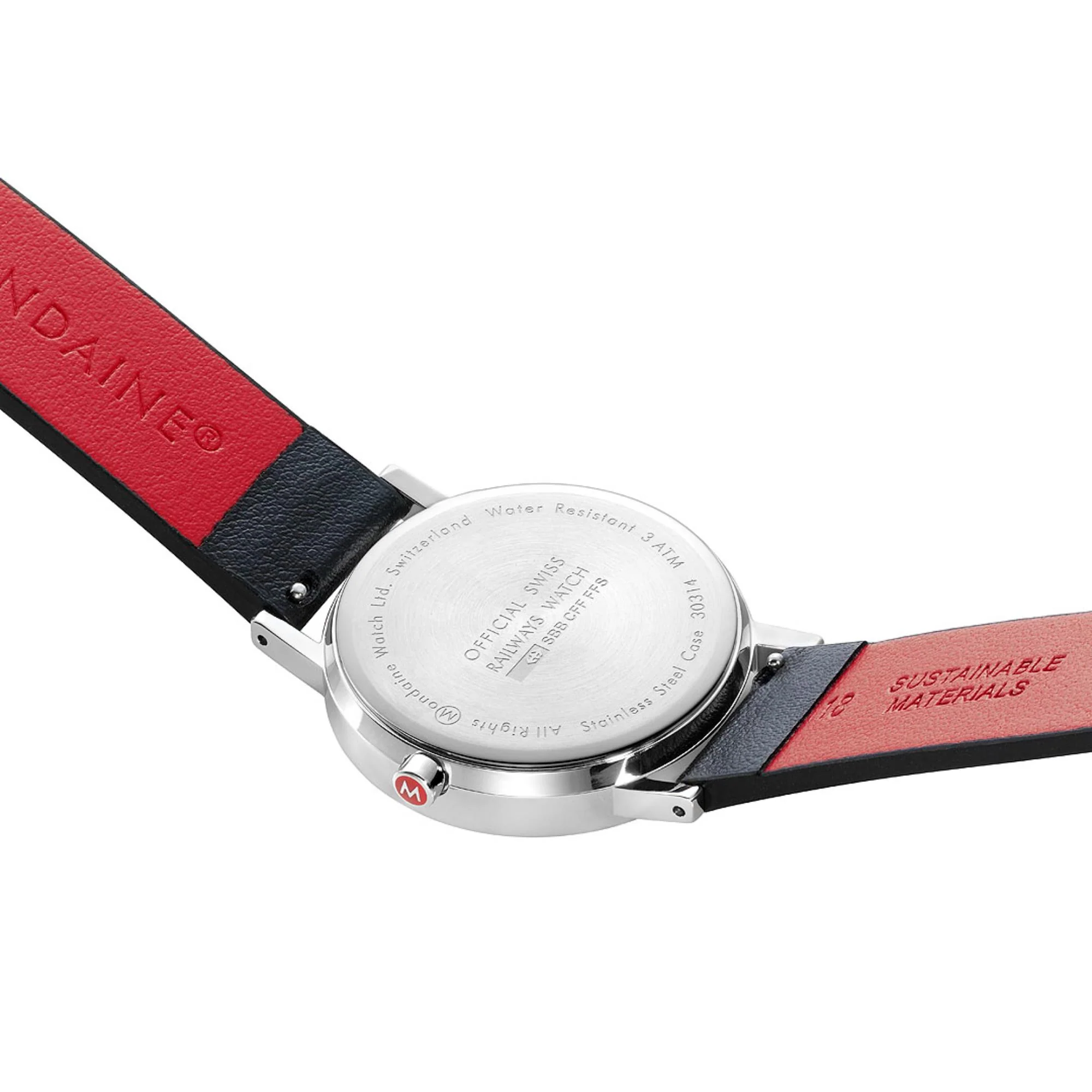 Mondaine Classic White Dial Black Vegan Leather Strap Unisex Watch A660.30314.11SBBV - Image 11