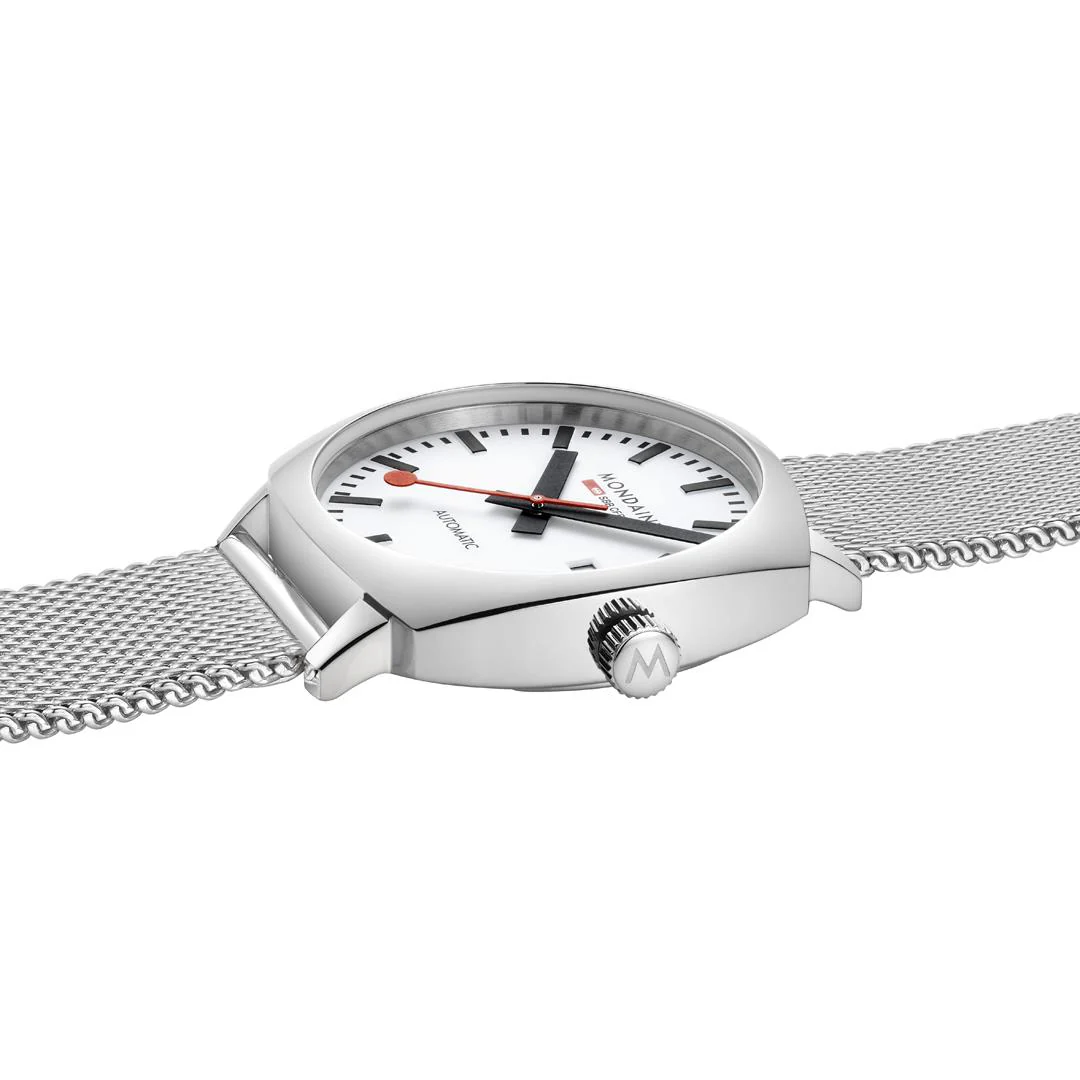 Mondaine Cushion White Dial Stainless Steel Strap Men's Watch MSL.3961B.SM - Image 8