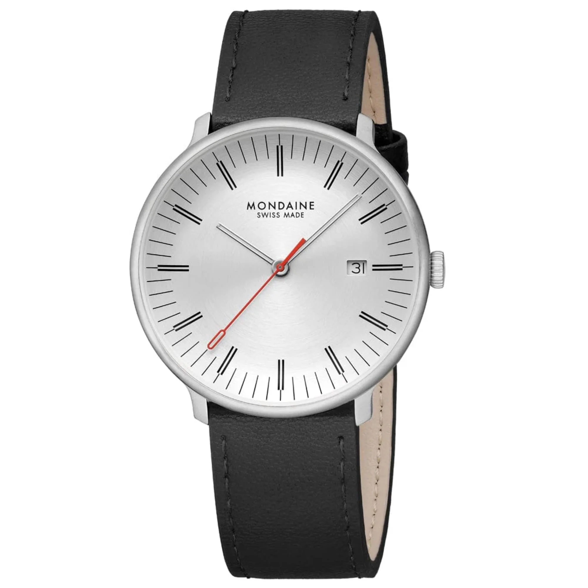 Mondaine Doppio Quartz Off-White Dial Leather Strap Men's Watch MLE.41210.LBV - Image 13