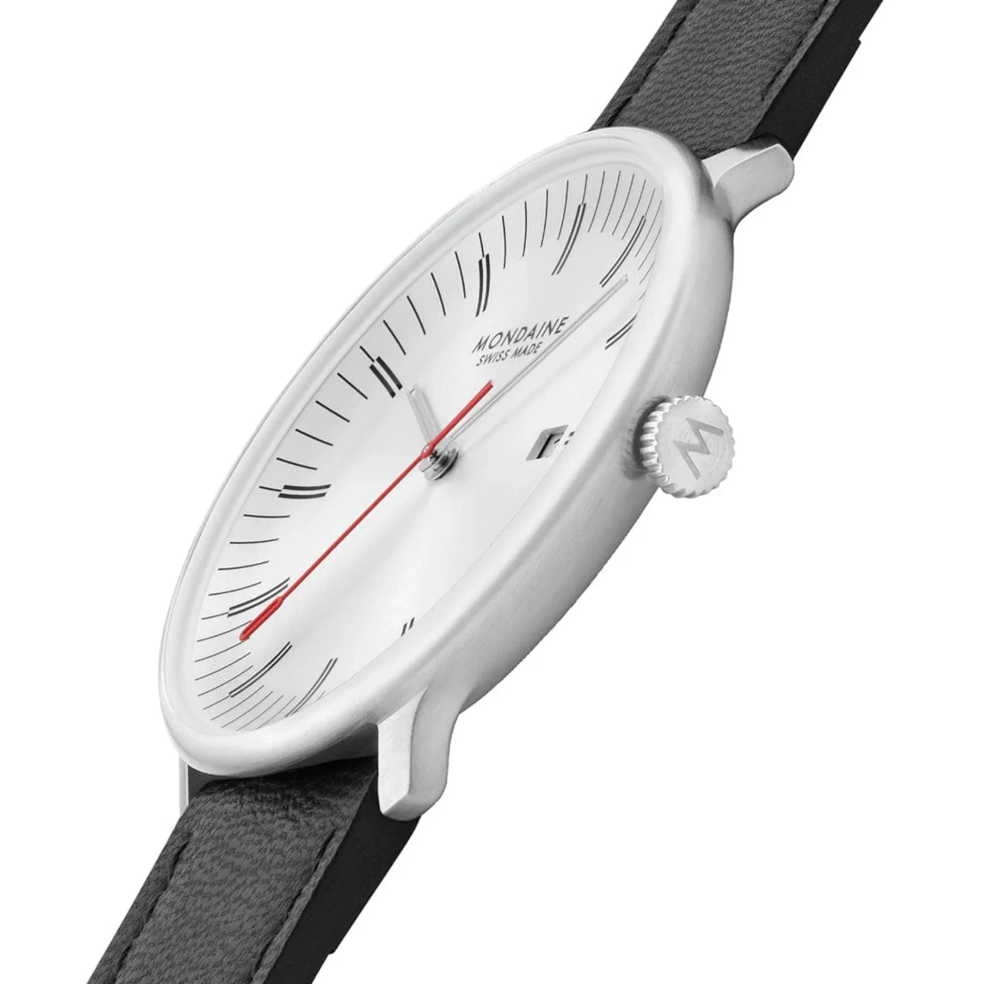 Mondaine Doppio Quartz Off-White Dial Leather Strap Men's Watch MLE.41210.LBV - Image 5