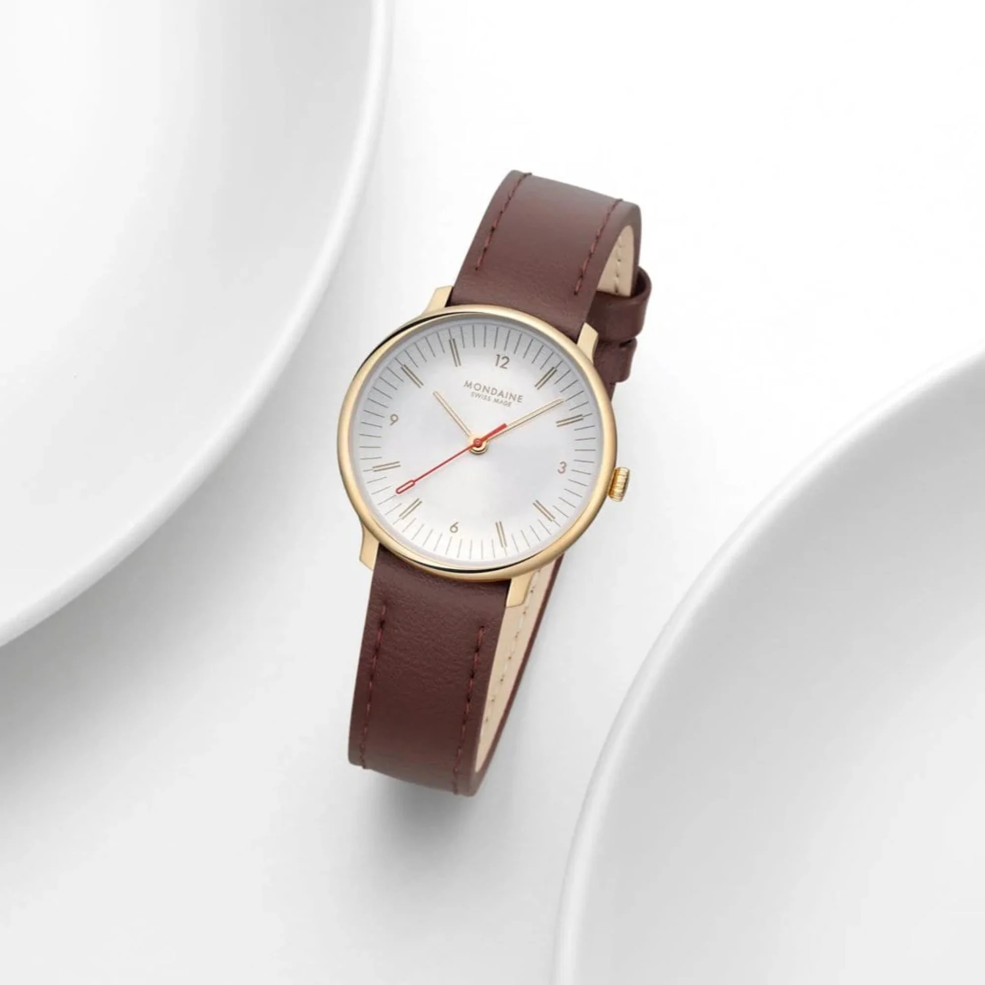 Mondaine Doppio Quartz Off-White Dial Leather Strap Women's Watch MLE.33110.LGV - Image 21