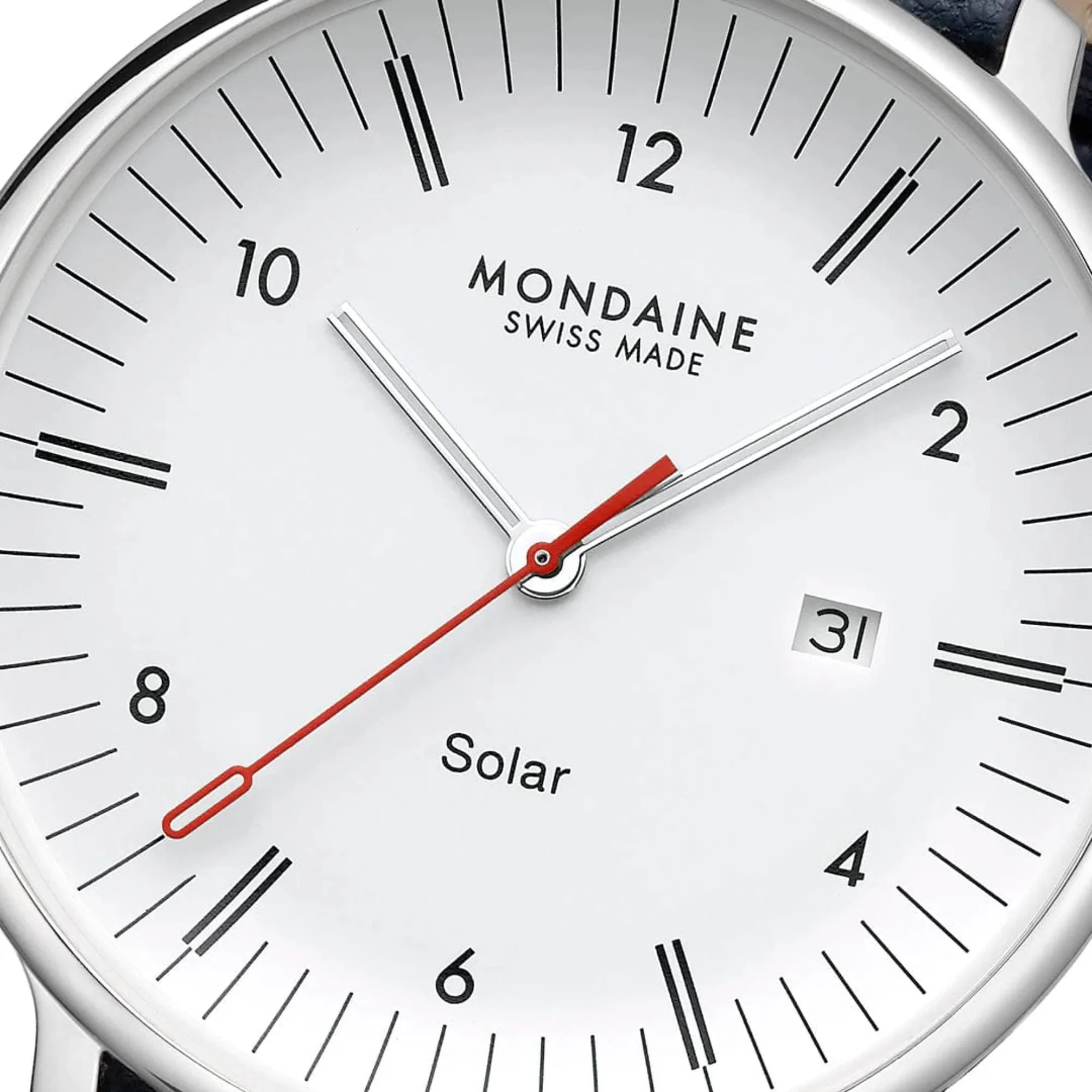 Mondaine Doppio Solar White Dial Leather Strap Men's Watch MLE.41910.LDV - Image 3