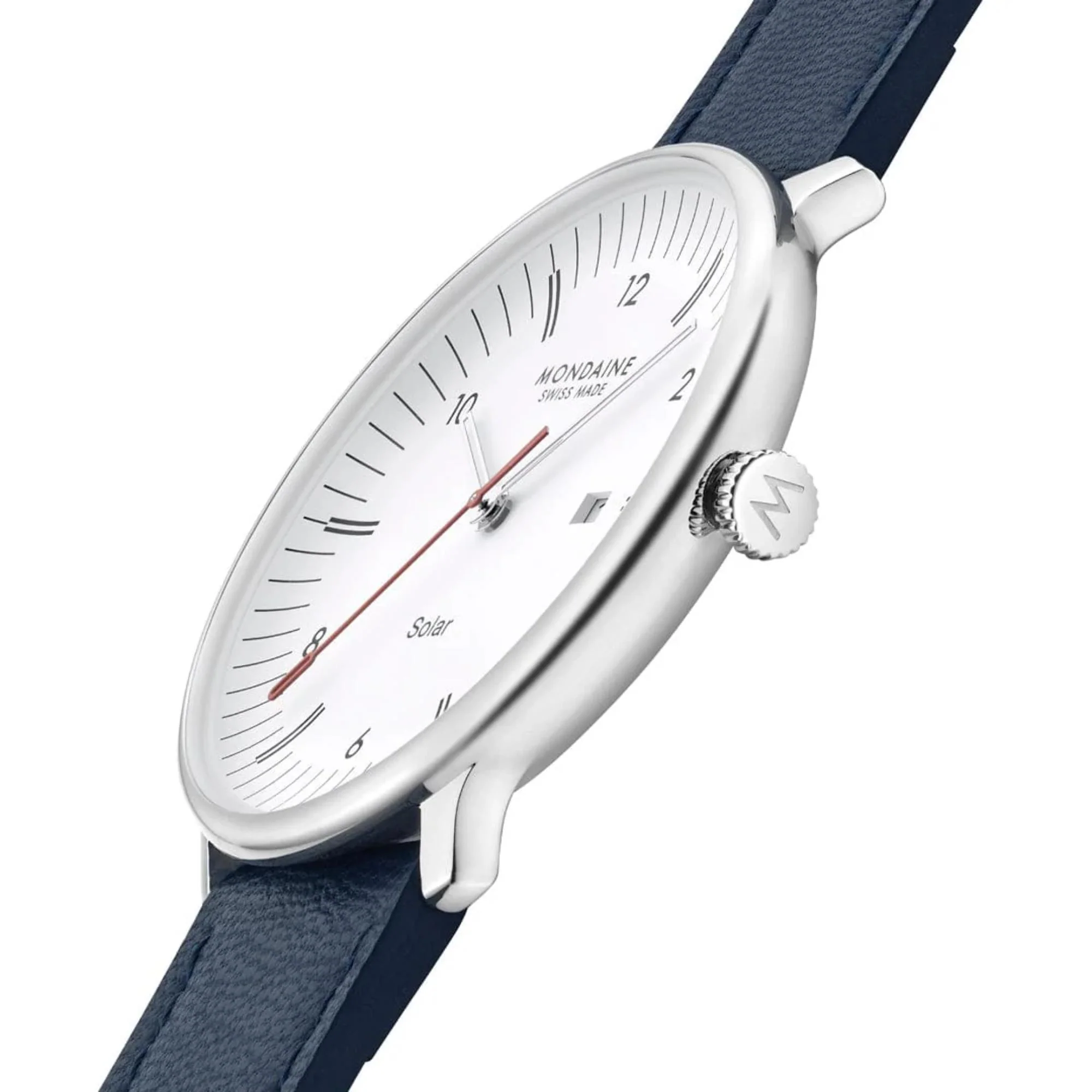 Mondaine Doppio Solar White Dial Leather Strap Men's Watch MLE.41910.LDV - Image 7