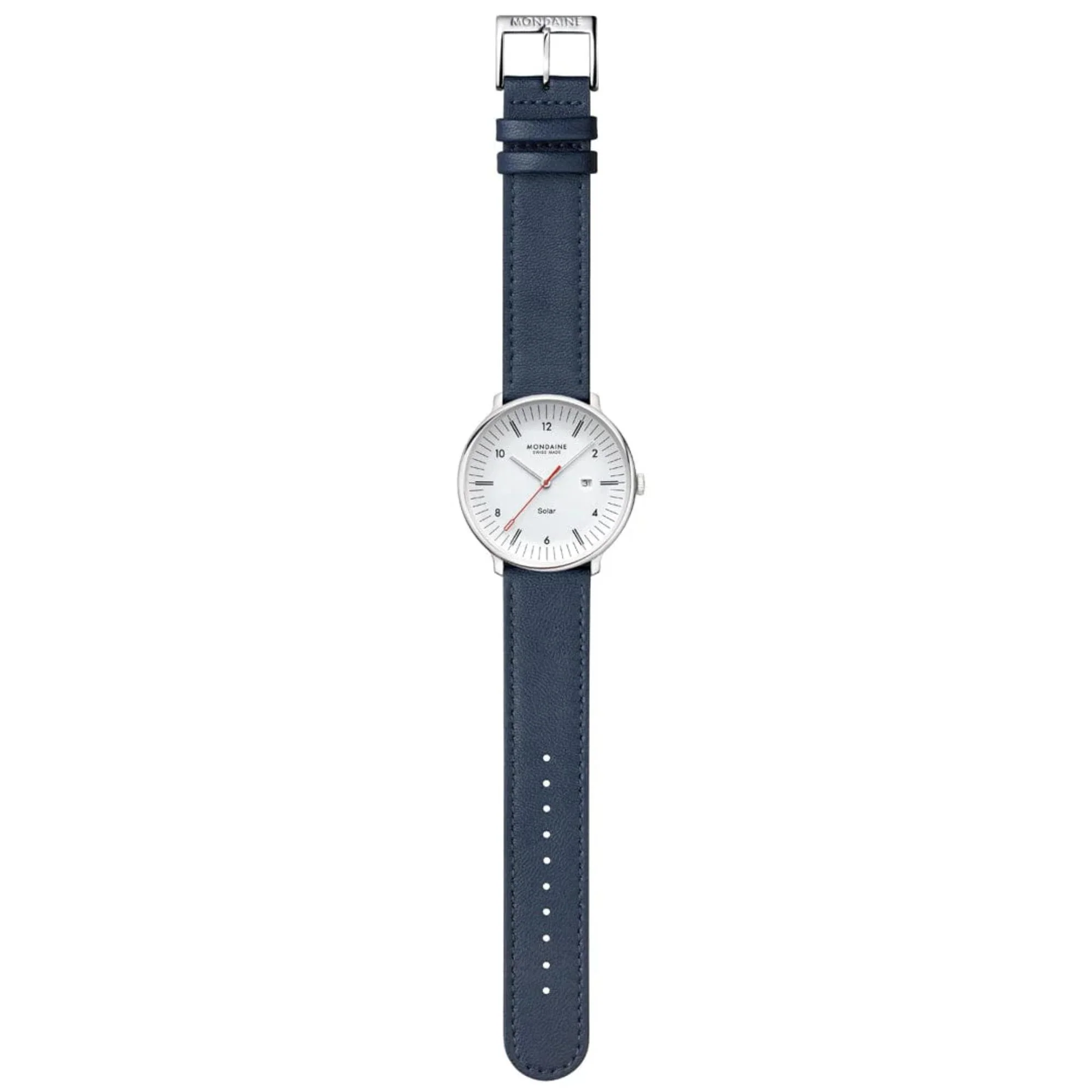 Mondaine Doppio Solar White Dial Leather Strap Men's Watch MLE.41910.LDV - Image 8