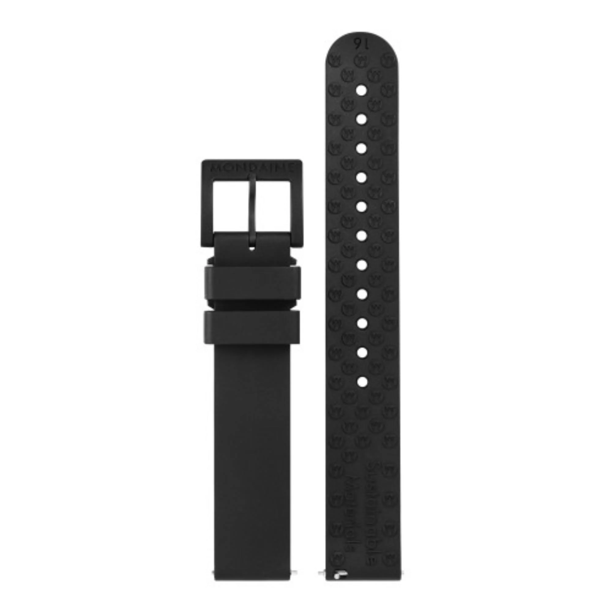 Mondaine Essence Black Natural Rubber Watch Strap FP16916.20B - Image 2