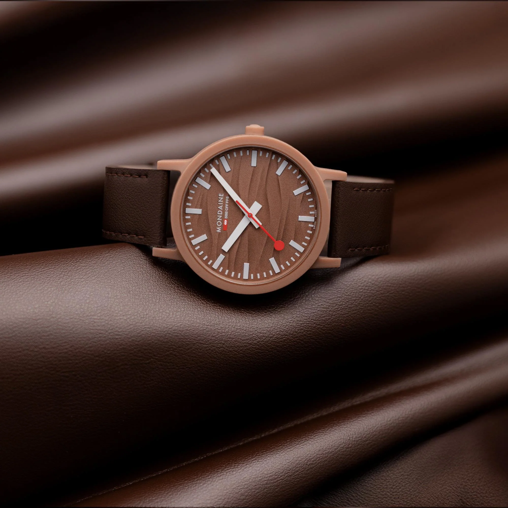 Mondaine Essence Mocha Limited Edition Brown Dial Vegan Grape Leather Unisex Watch MS1.41170.LTV - Image 2