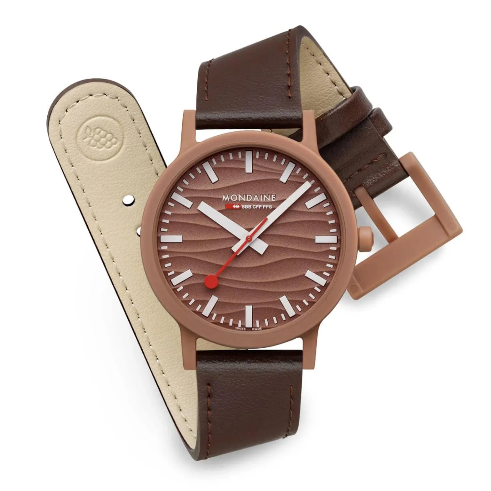 Mondaine Essence Mocha Limited Edition Brown Dial Vegan Grape Leather Unisex Watch MS1.41170.LTV - Image 3