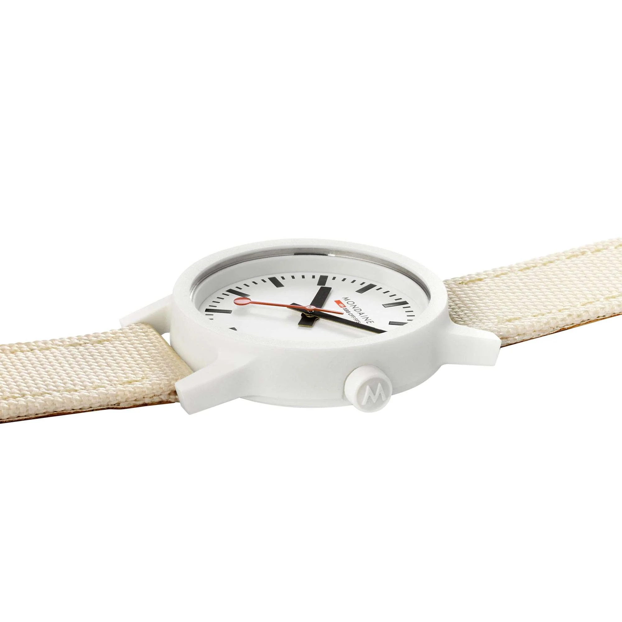 Mondaine Essence Quartz White Dial Cream Textile Strap Unisex Watch MS1.32111.LT - Image 3