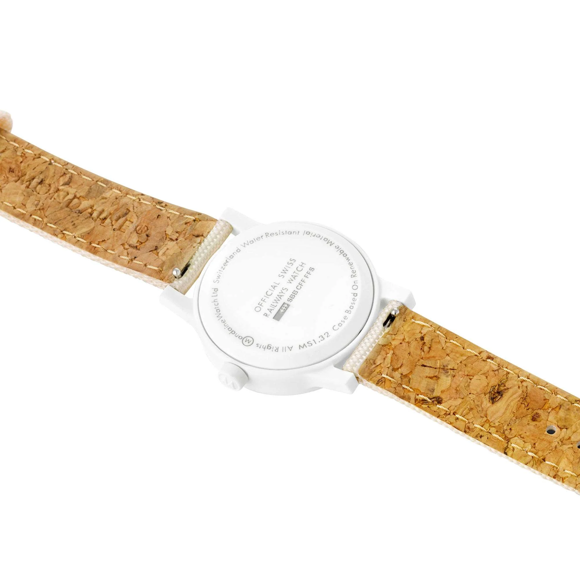 Mondaine Essence Quartz White Dial Cream Textile Strap Unisex Watch MS1.32111.LT - Image 4