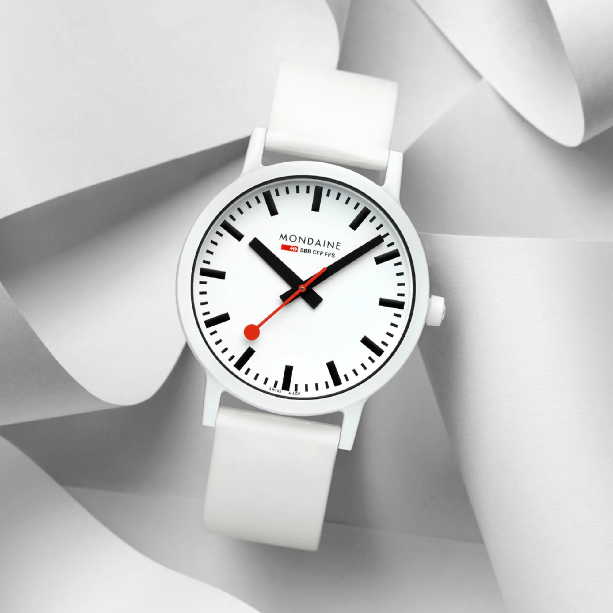Mondaine Essence Quartz White Dial Silicone Strap Men's Watch MS1.41110.RA - Image 8