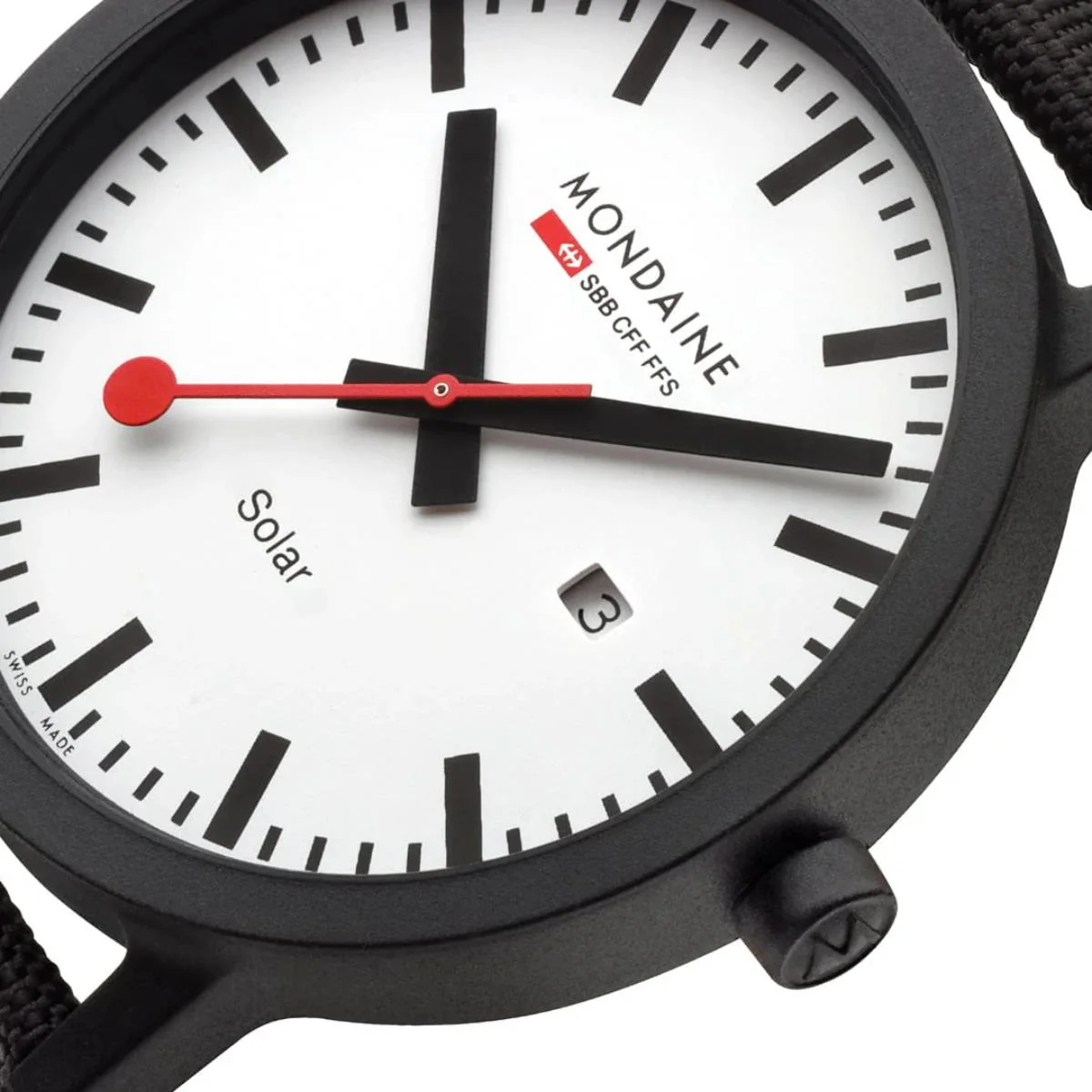 Mondaine Essence Solar White Dial Nylon Textile Strap Unisex Watch MS1.41910.LB - Image 5