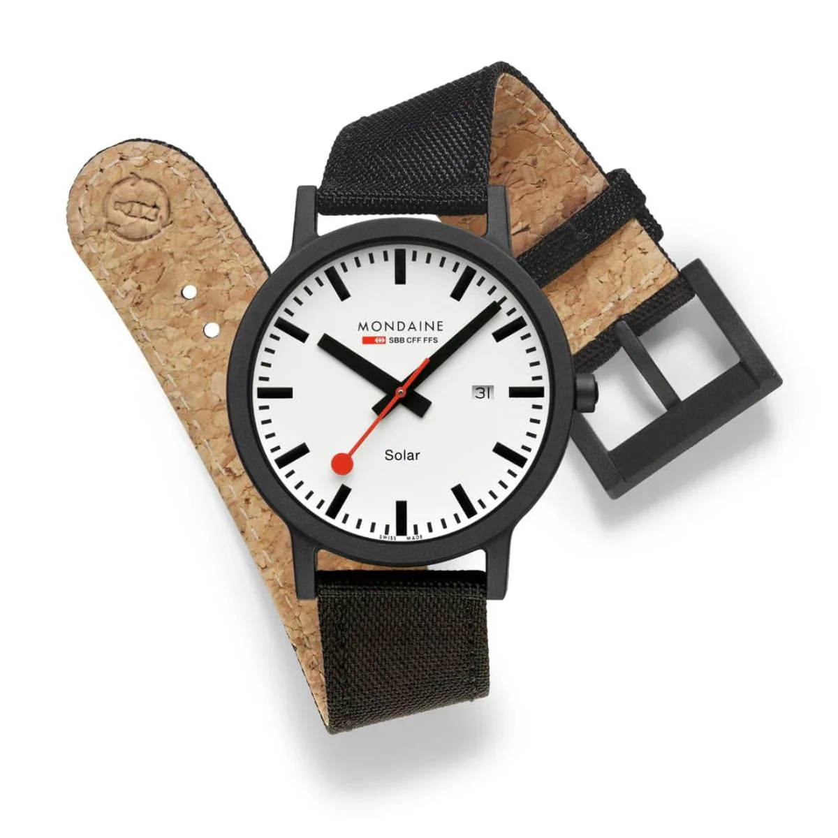 Mondaine Essence Solar White Dial Nylon Textile Strap Unisex Watch MS1.41910.LB - Image 7