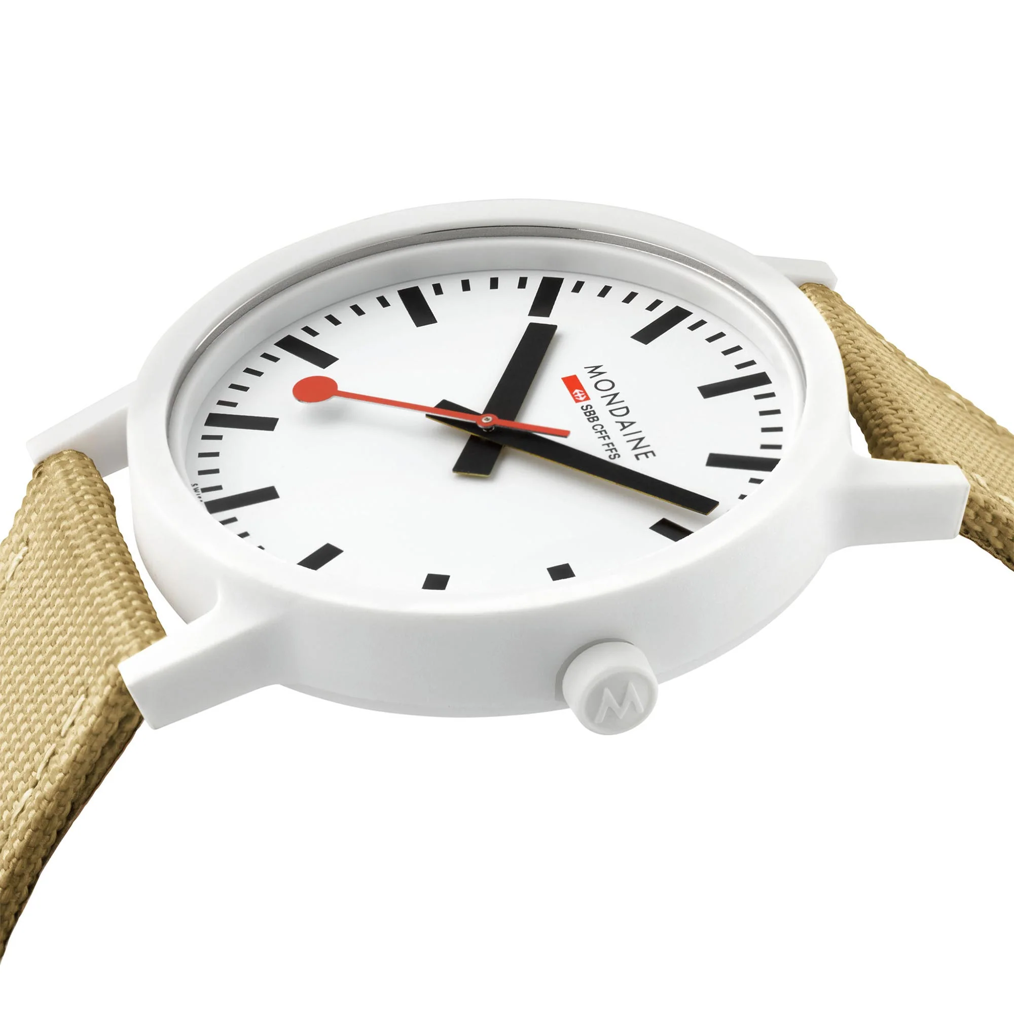 Mondaine Essence Sustainable Quartz Movement White Dial Textile Ladies Watch Strap MS1.32110.LN1 - Image 2