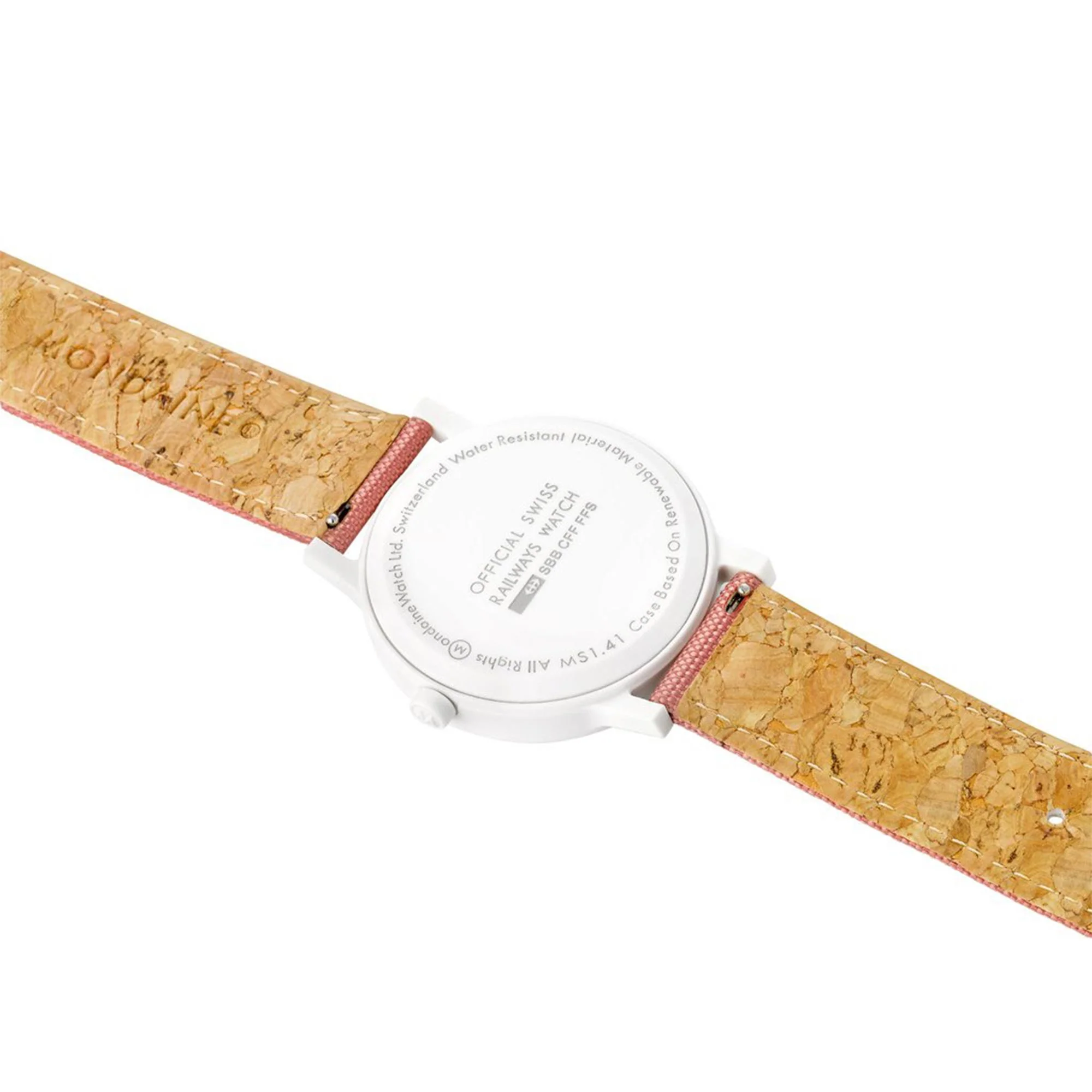 Mondaine Essence Sustainable Quartz White Dial Pink Textile Strap Unisex Watch MS1.41111.LP - Image 11