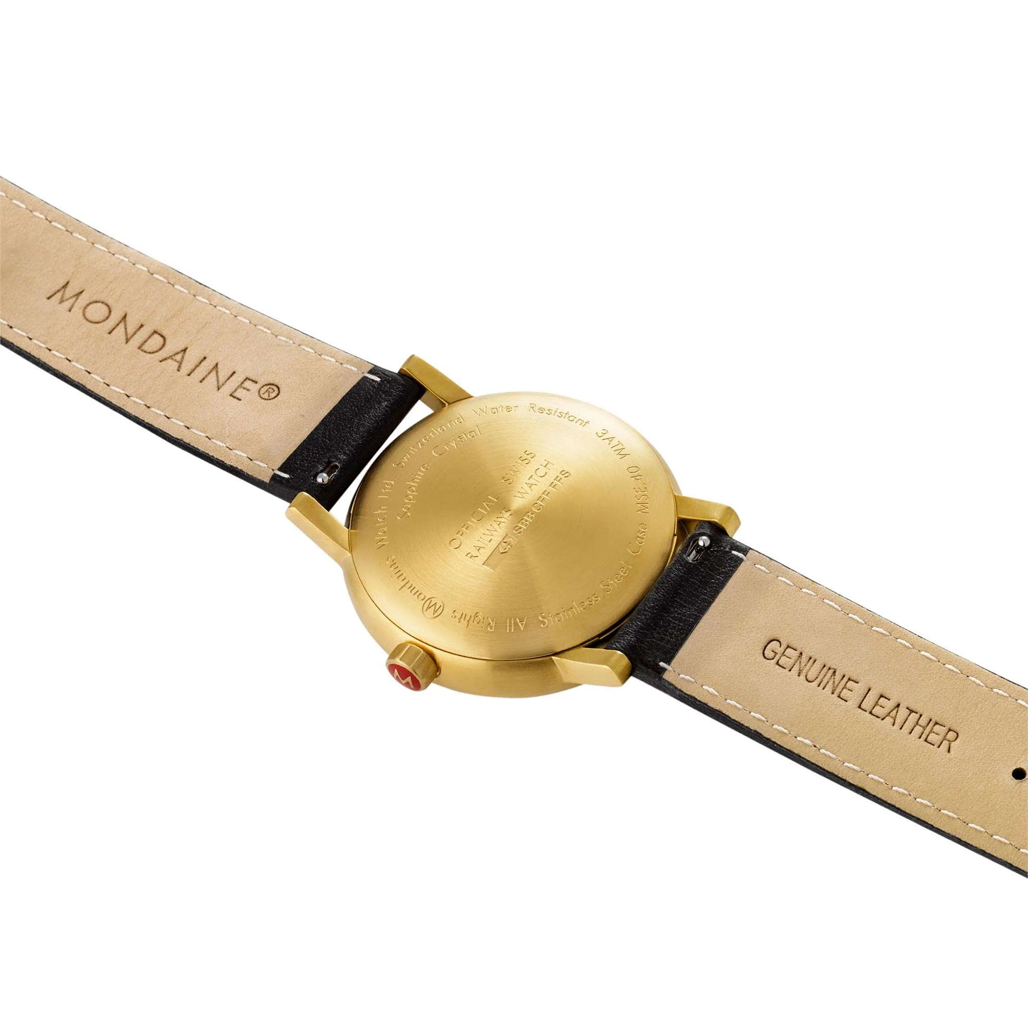 Mondaine Evo2 Quartz Black Dial Leather Strap Unisex Watch MSE.40122.LB - Image 4