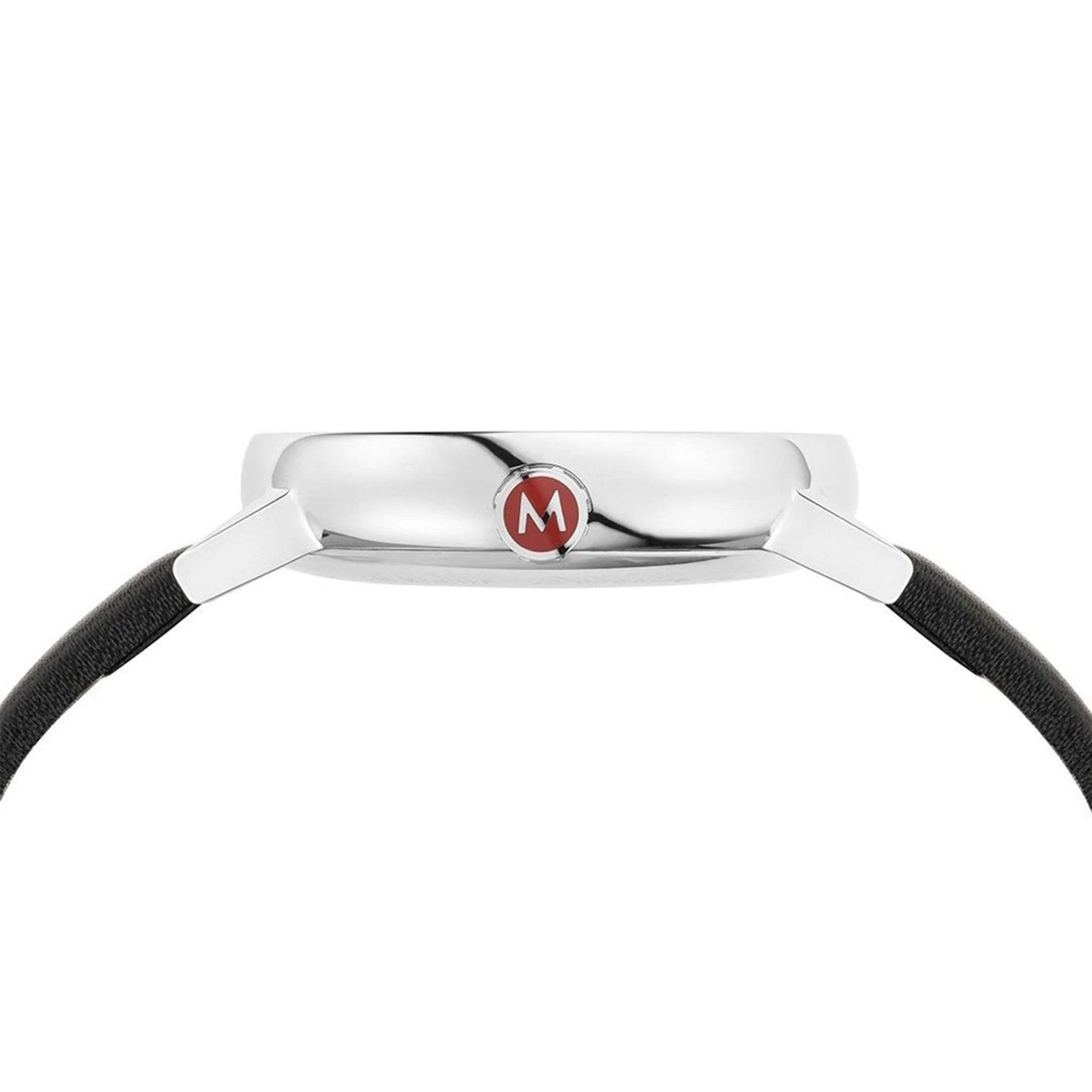 Mondaine evo2 Big Black Leather Strap White Dial Unisex Watch MSE.40210.LB - Image 3