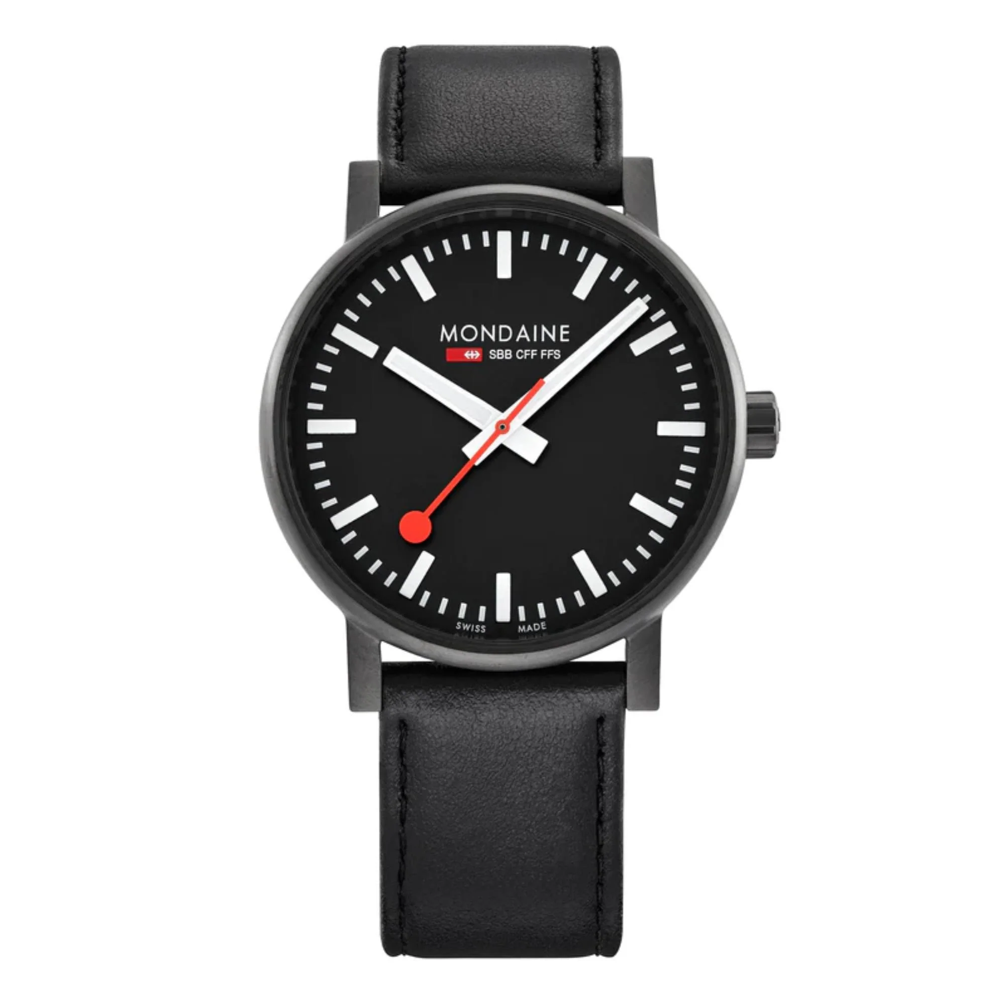 Mondaine evo2 Black IP Case Black Leather Strap Black Dial Men's Watch MSE.40121.LB 40mm - Image 2