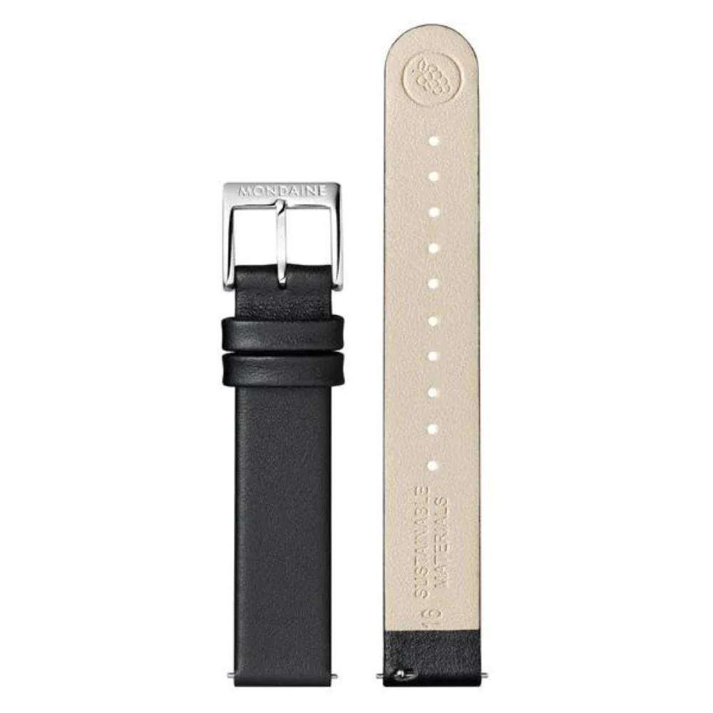 Mondaine Evo2 Black Vegan Grape Leather White Dial Women's Watch MSE.30210.LBV - Image 5