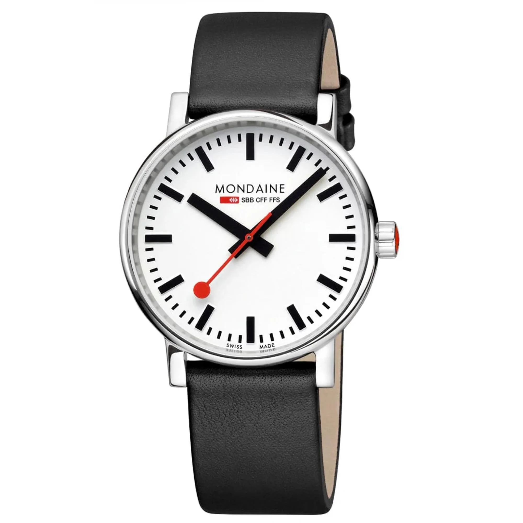 Mondaine evo2 Black Vegan Grape Leather White Dial Men’s Watch MSE.40110.LBV - Image 12