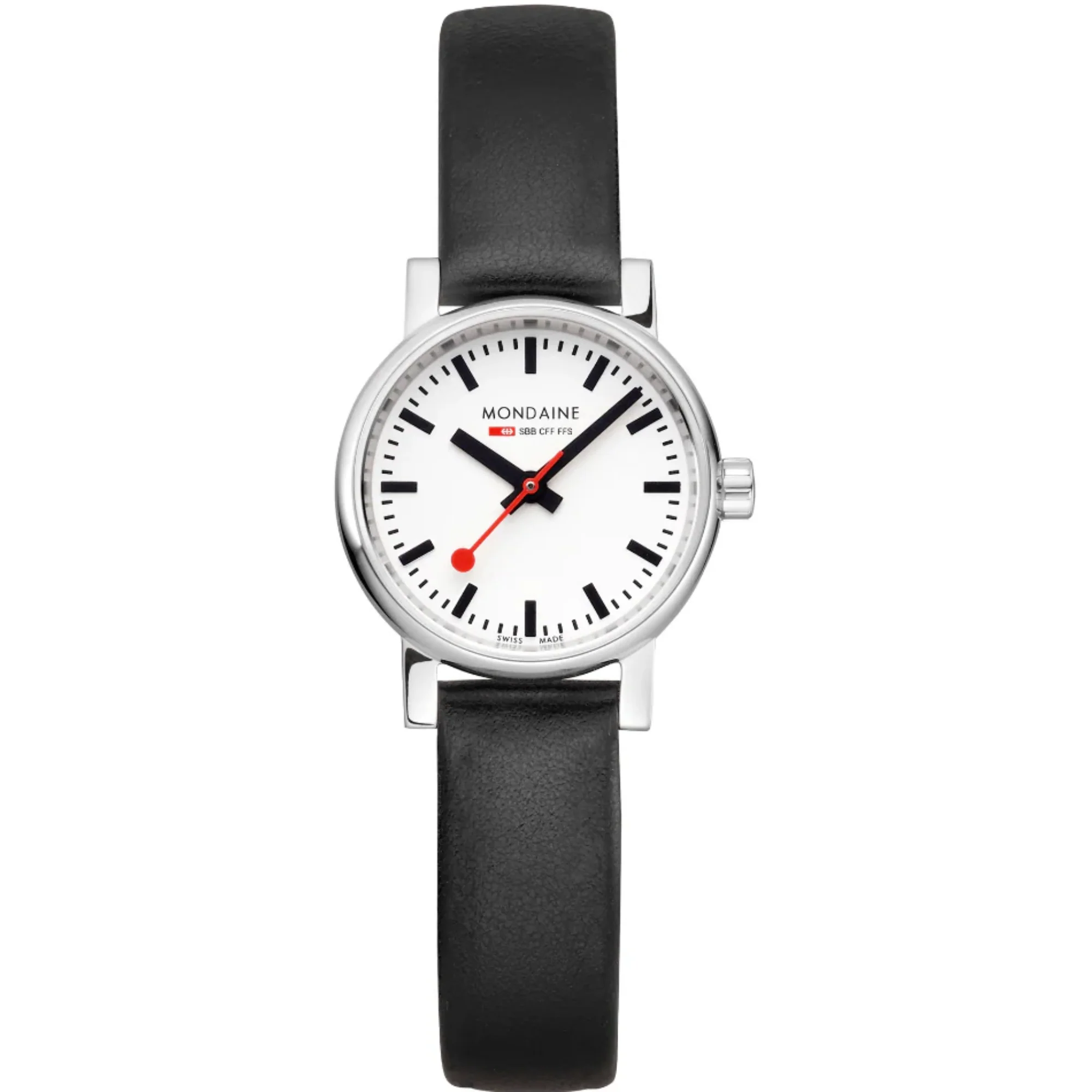 Mondaine EVO2 Quartz White Dial Black Vegan Grape Leather Strap Ladies Watch MSE.26110.LBV