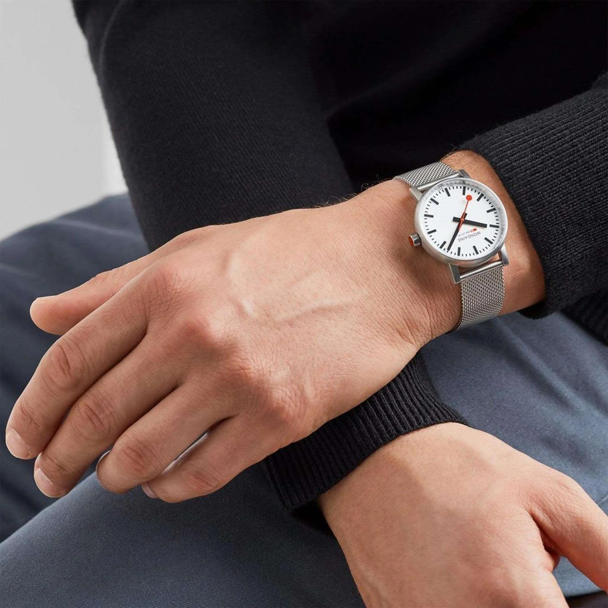 Mondaine Evo2 Quartz White Dial Steel Strap Unisex Watch MSE.35110.SM - Image 2