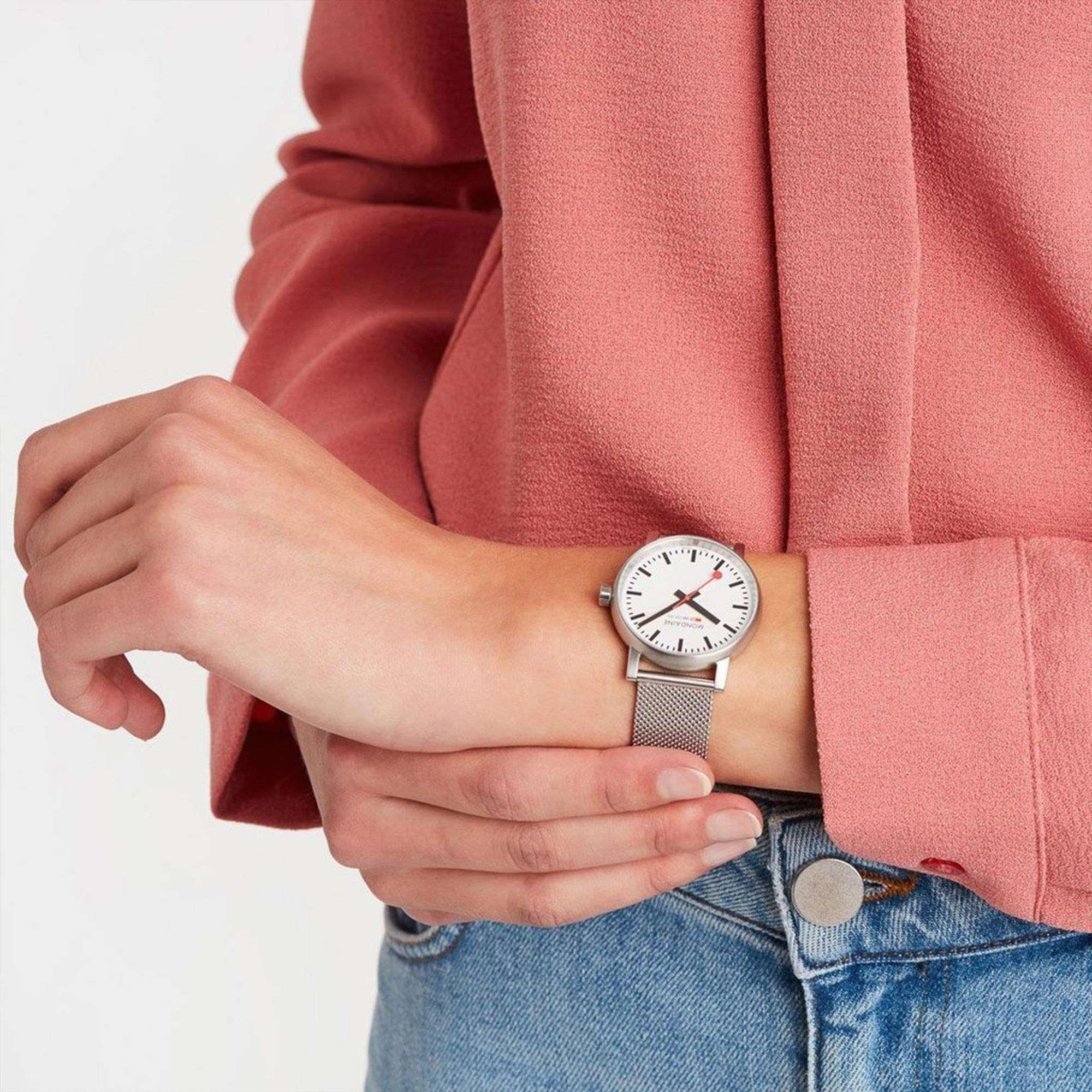 Mondaine Evo2 Quartz White Dial Steel Strap Unisex Watch MSE.35110.SM - Image 3