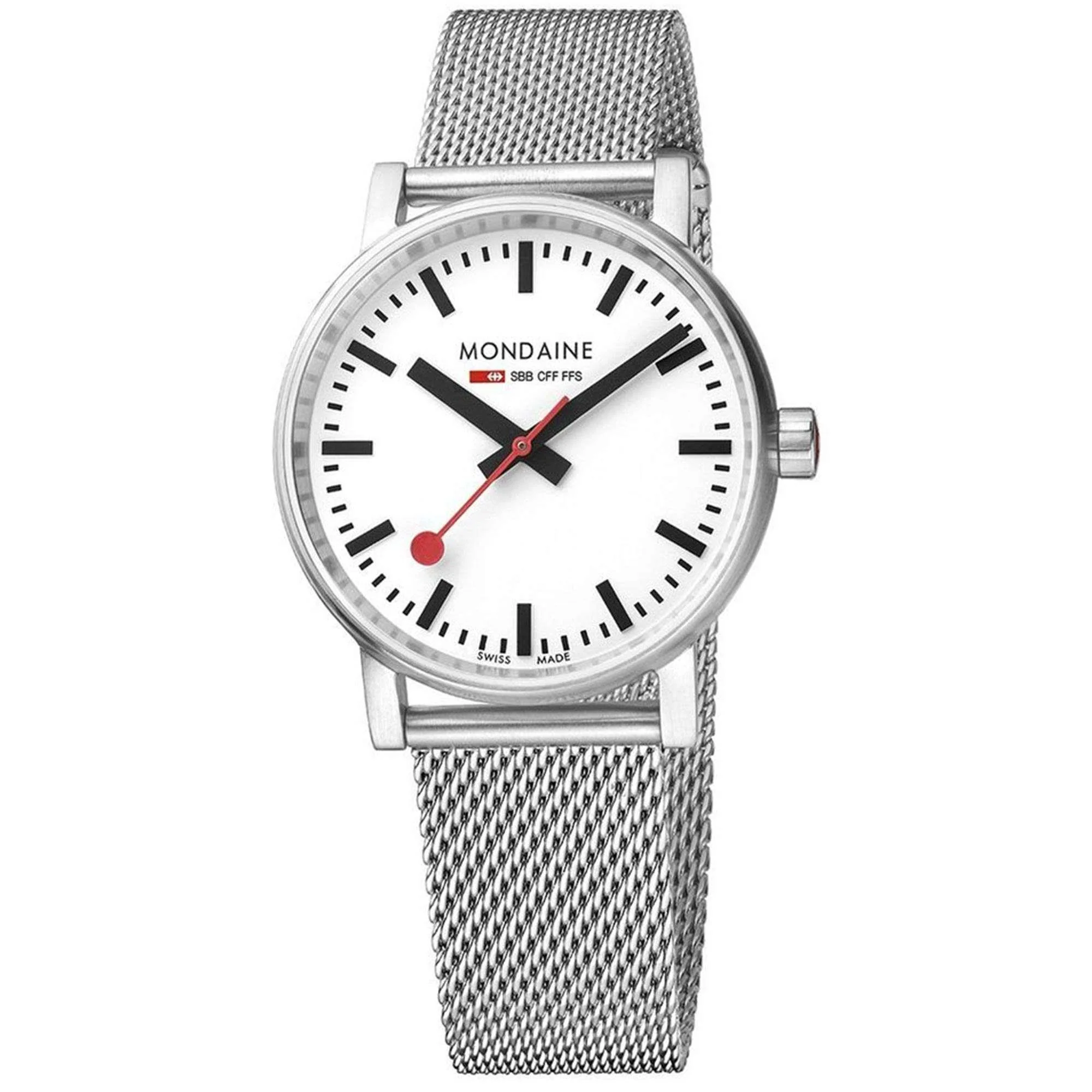 Mondaine Evo2 Quartz White Dial Steel Strap Unisex Watch MSE.35110.SM - Image 4