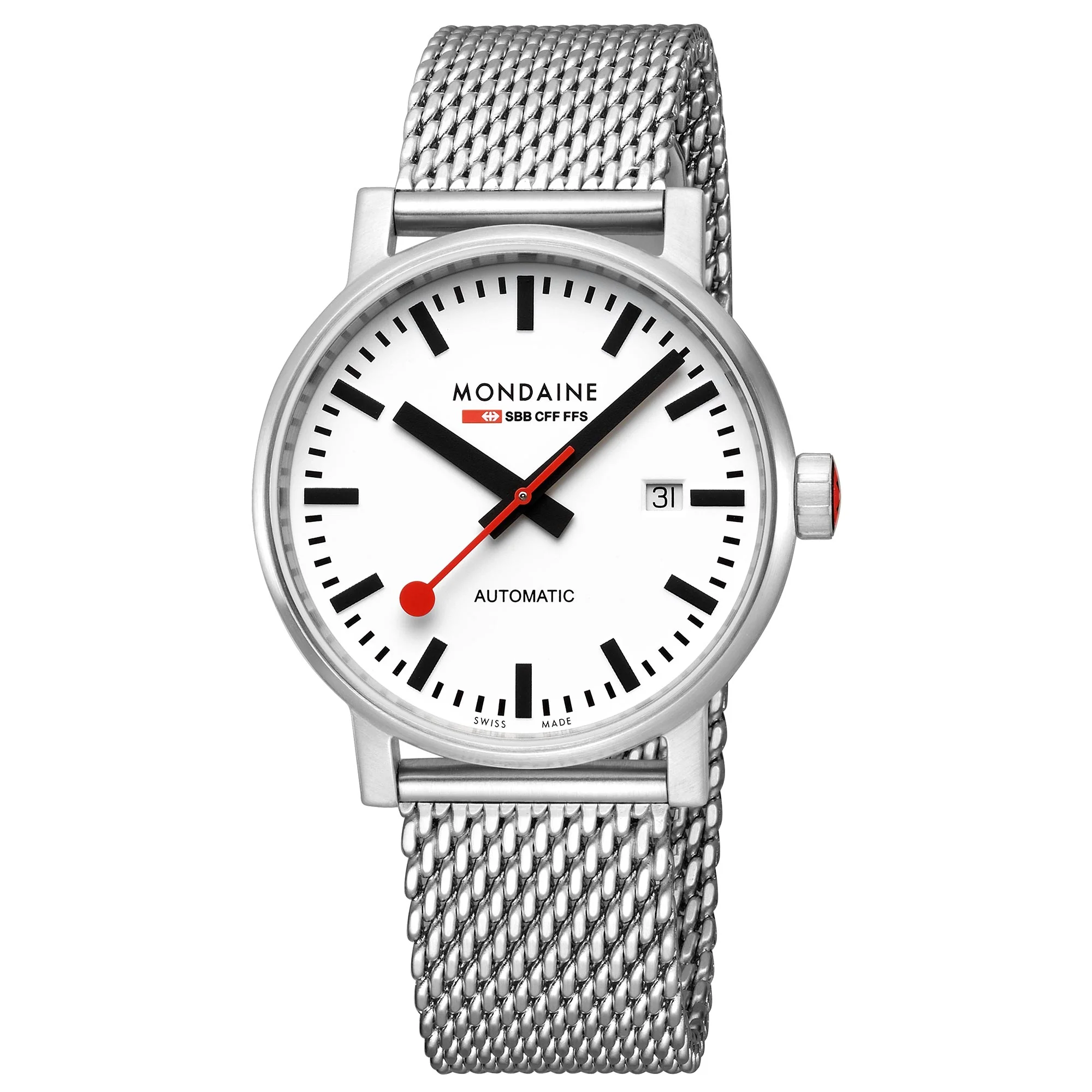Mondaine Evo2 Automatic White Dial Stainless Steel Bracelet Men's Watch MSE.40610.SM - Image 9