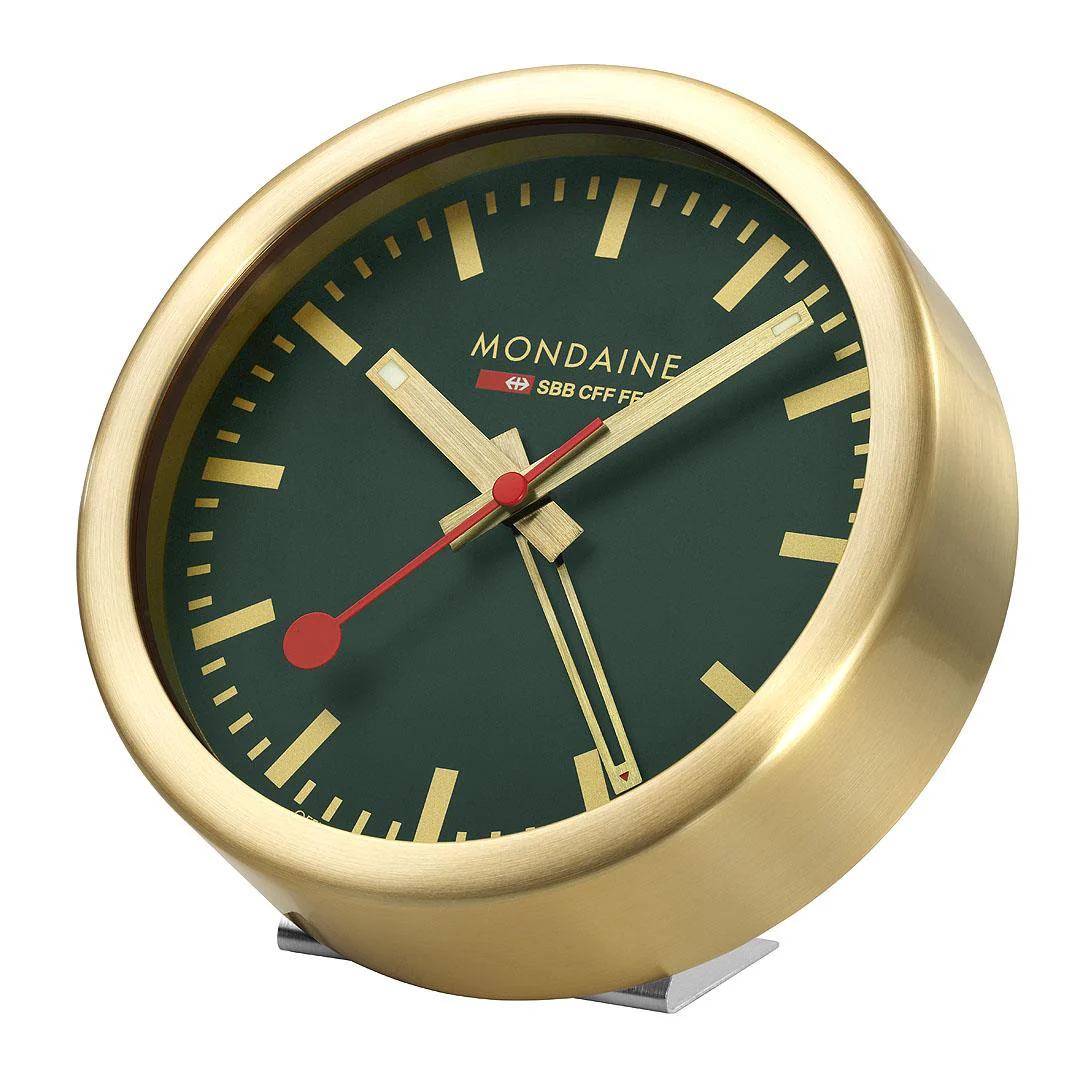 Mondaine Forest Green Dial Gold-Tone Case Table & Alarm Clock A997.MCAL.66SBG.1 - Image 10