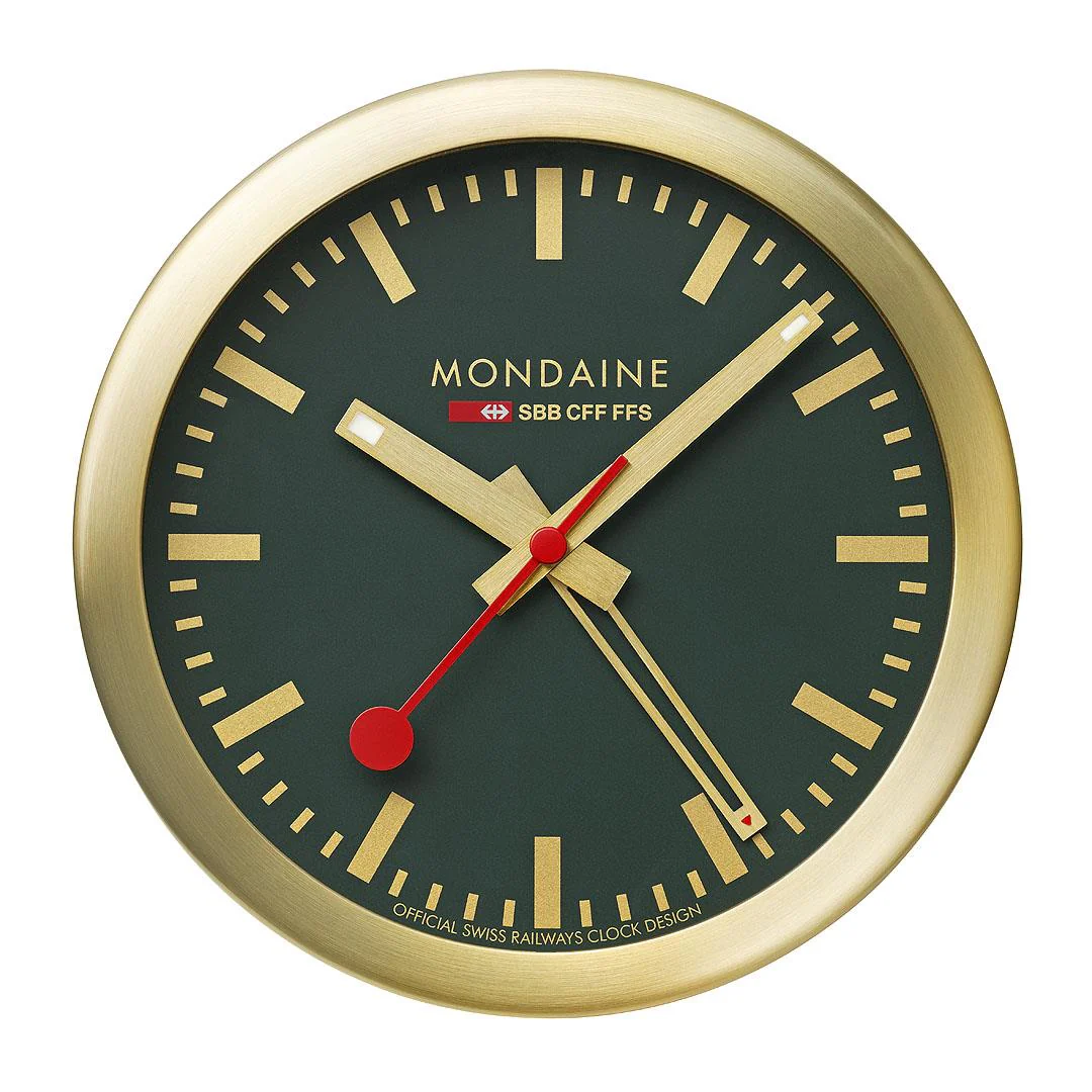Mondaine Forest Green Dial Gold-Tone Case Table & Alarm Clock A997.MCAL.66SBG.1 - Image 8