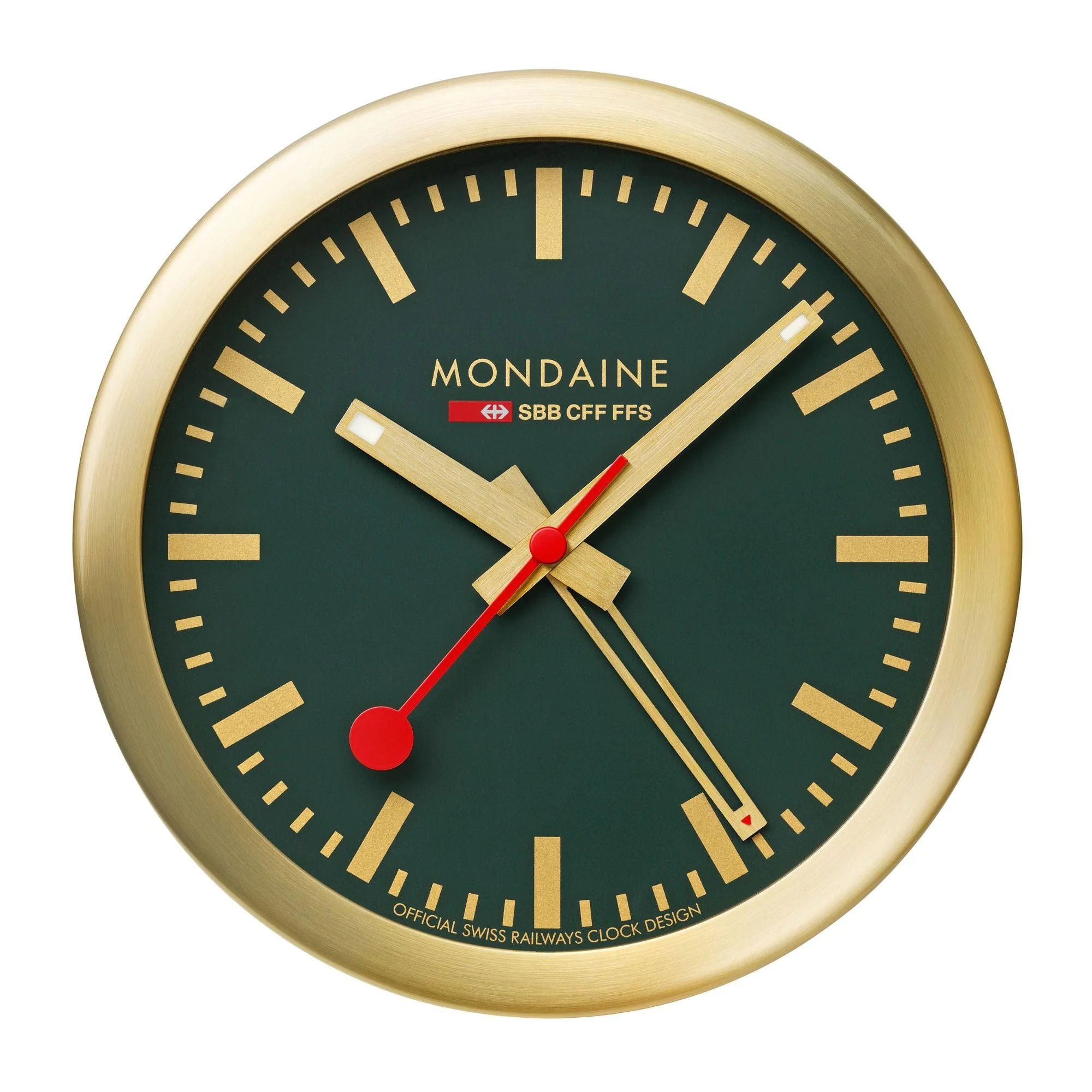 Mondaine Gold-Tone Case Forest Green Table and Alarm Clock A997.MCAL.66SBG - Image 6