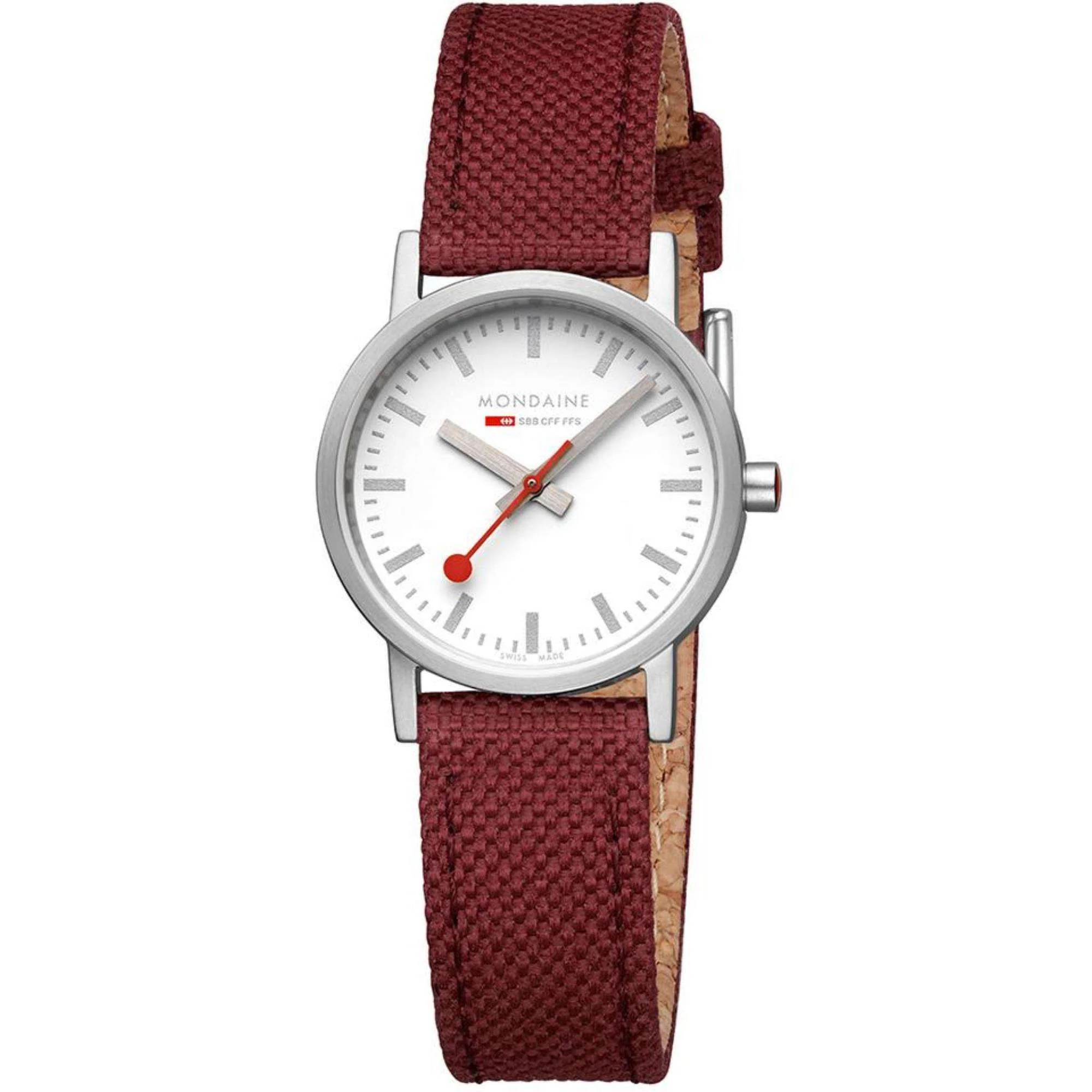 Mondaine Classic Quartz White Dial Red Textile Strap Ladies Watch A658.30323.17SBC1