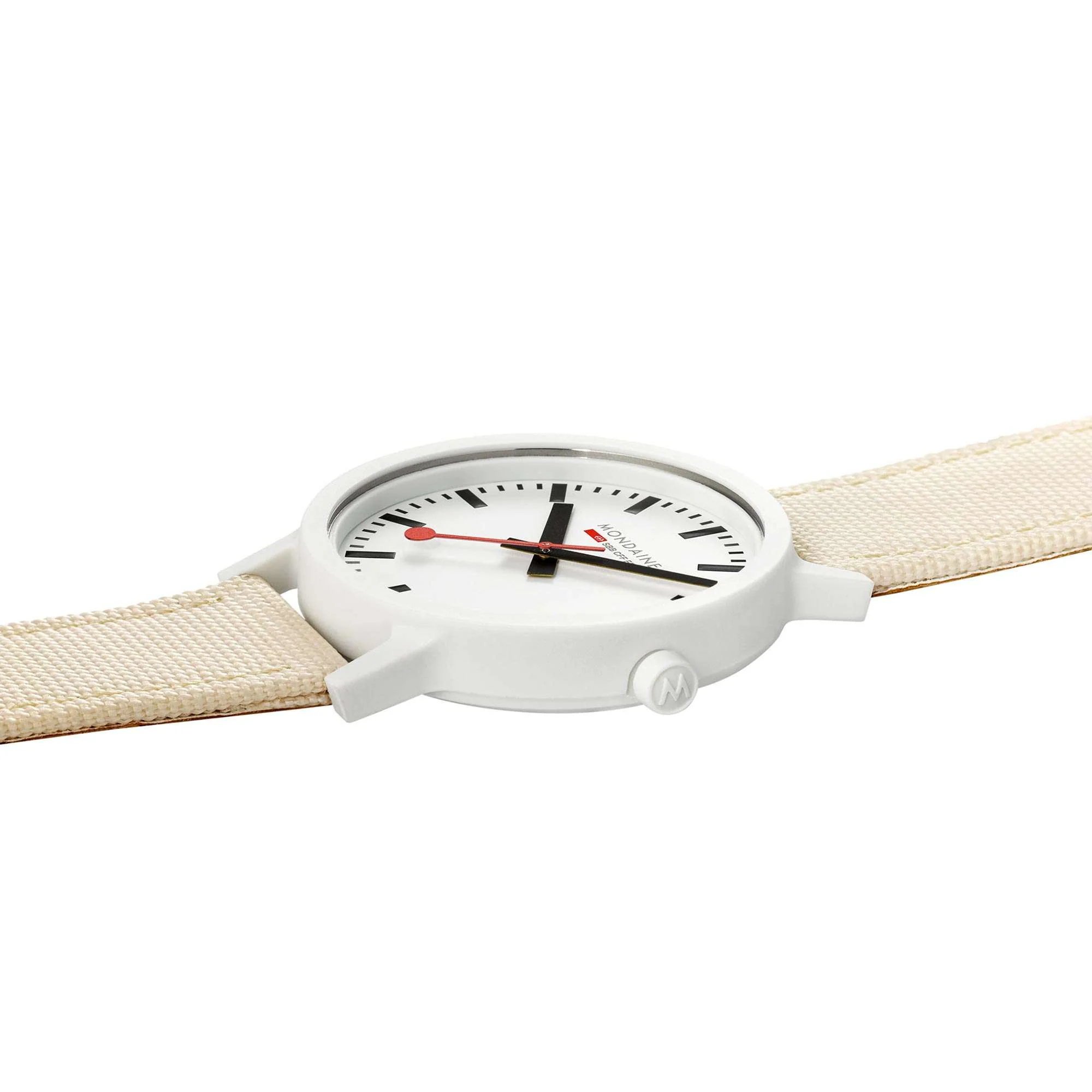 Mondaine Essence Sustainable Quartz White Dial Cream Textile Strap Unisex Watch MS1.41111.LT - Image 3