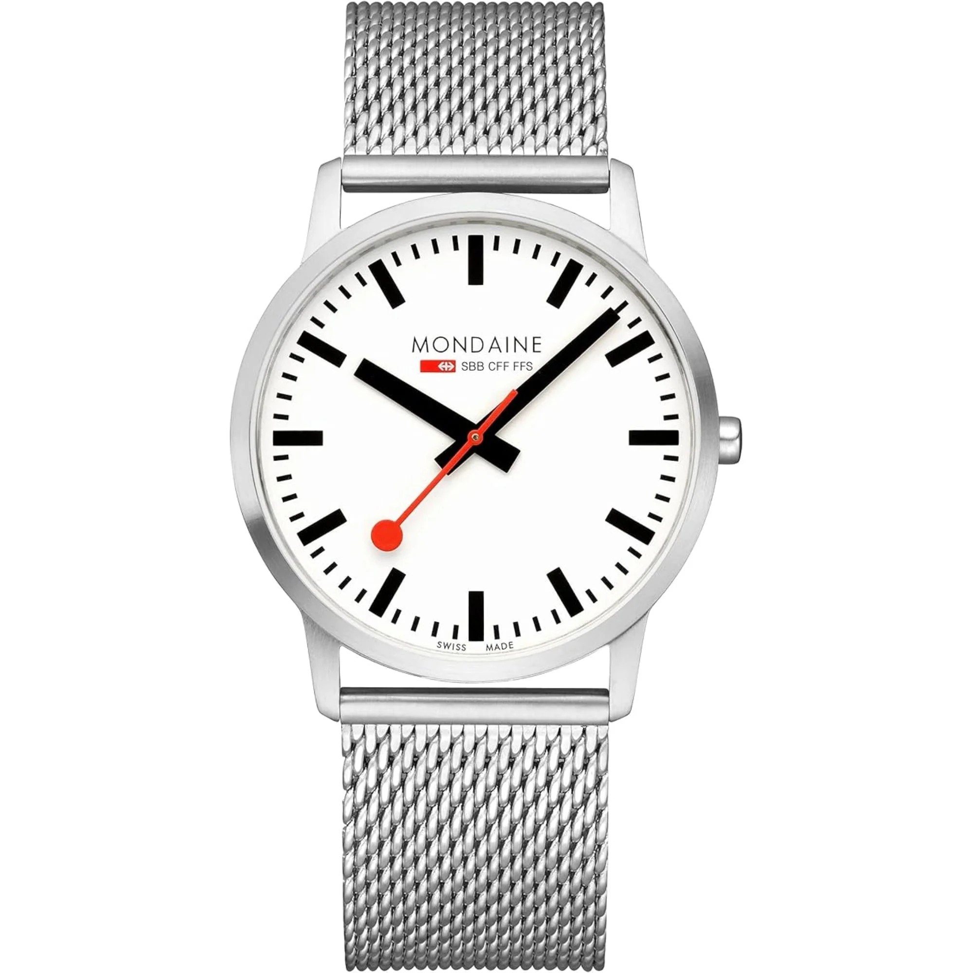 Mondaine Simply Elegant Quartz White Dial Stainless Steel Milanese Bracelet Men's Watch A638.30350.16SBZ - Image 5