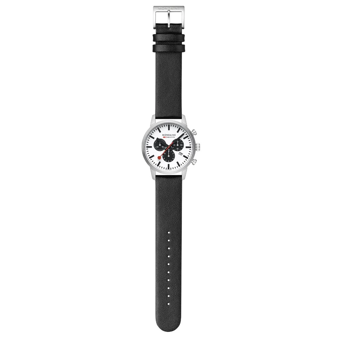 Mondaine Neo SBB Chrono White Dial Leather Strap Men's Watch MSD.41410.LBV - Image 14