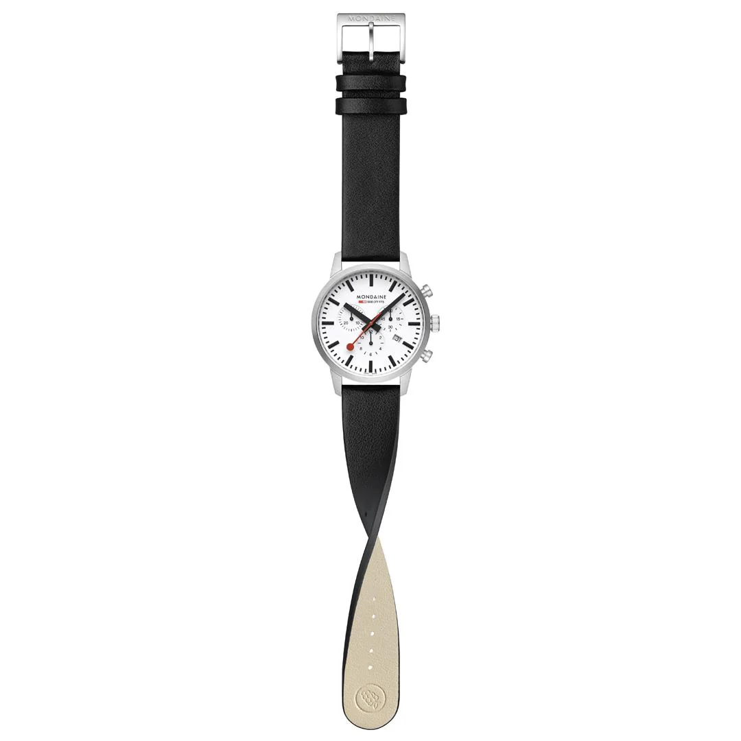 Mondaine Neo SBB Chrono White Dial Grape Leather Strap Men's Watch MSD.41411.LBV - Image 5