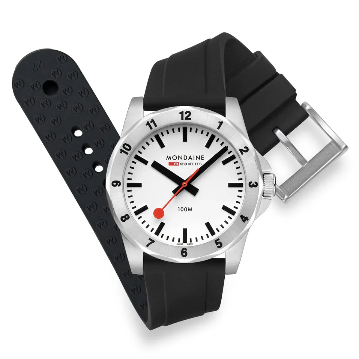 Mondaine Numeri Quartz White Dial Silicone Strap Men's Watch MSN.4211B.RB - Image 12