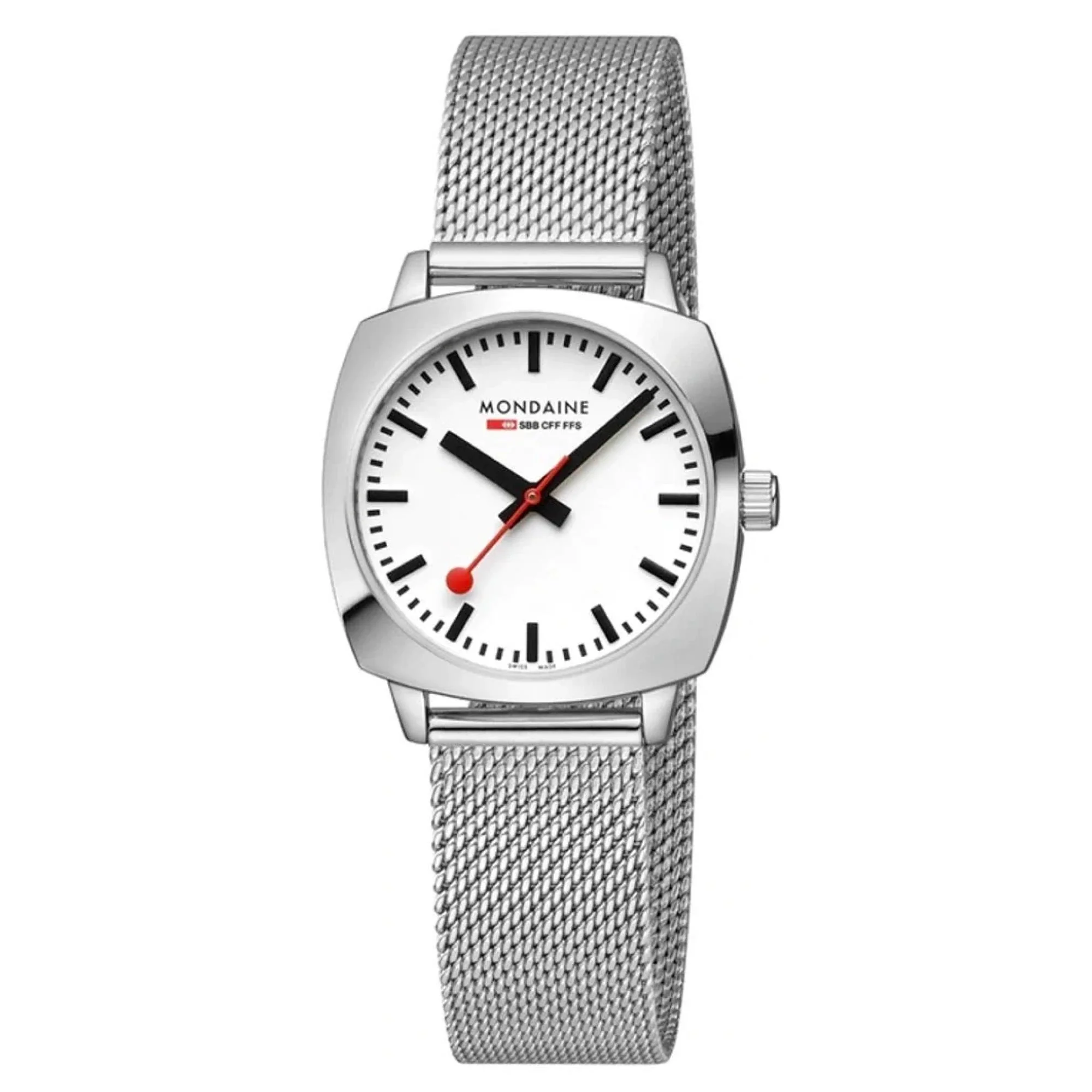 Mondaine Petite Cushion Square Quartz White Dial Unisex Watch MSL.31110.SM - Image 6