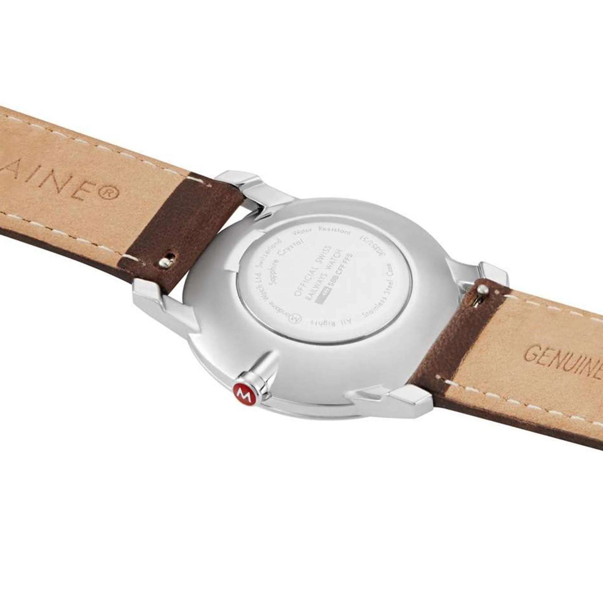 Mondaine Simply Elegant Quartz White Dial Red Leather Strap Unisex Watch A400.30351.11SBP - Image 2